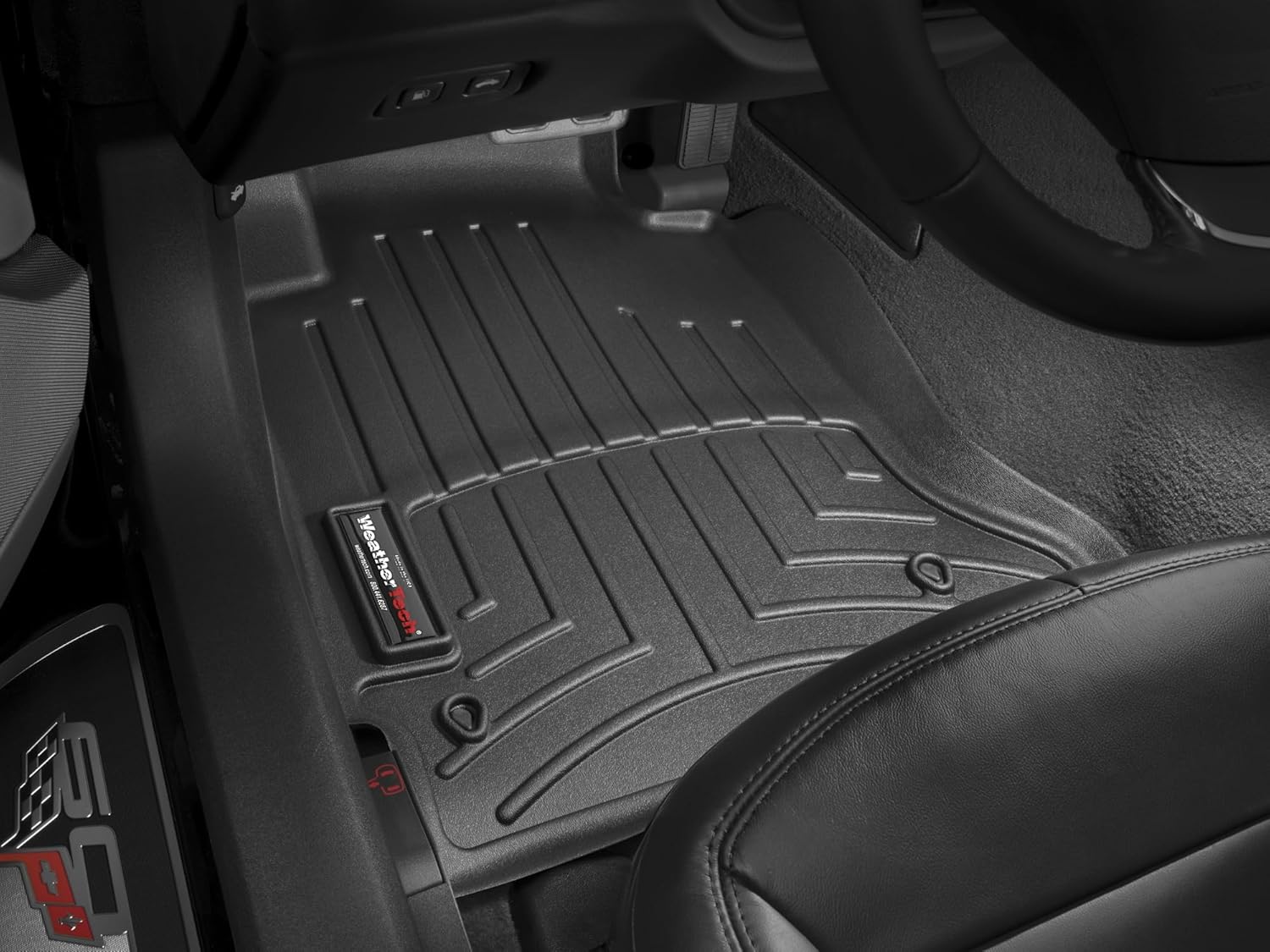 WeatherTech Custom Fit FloorLiners for Chevrolet Corvette, Corvette, 1st Row (444741), Black