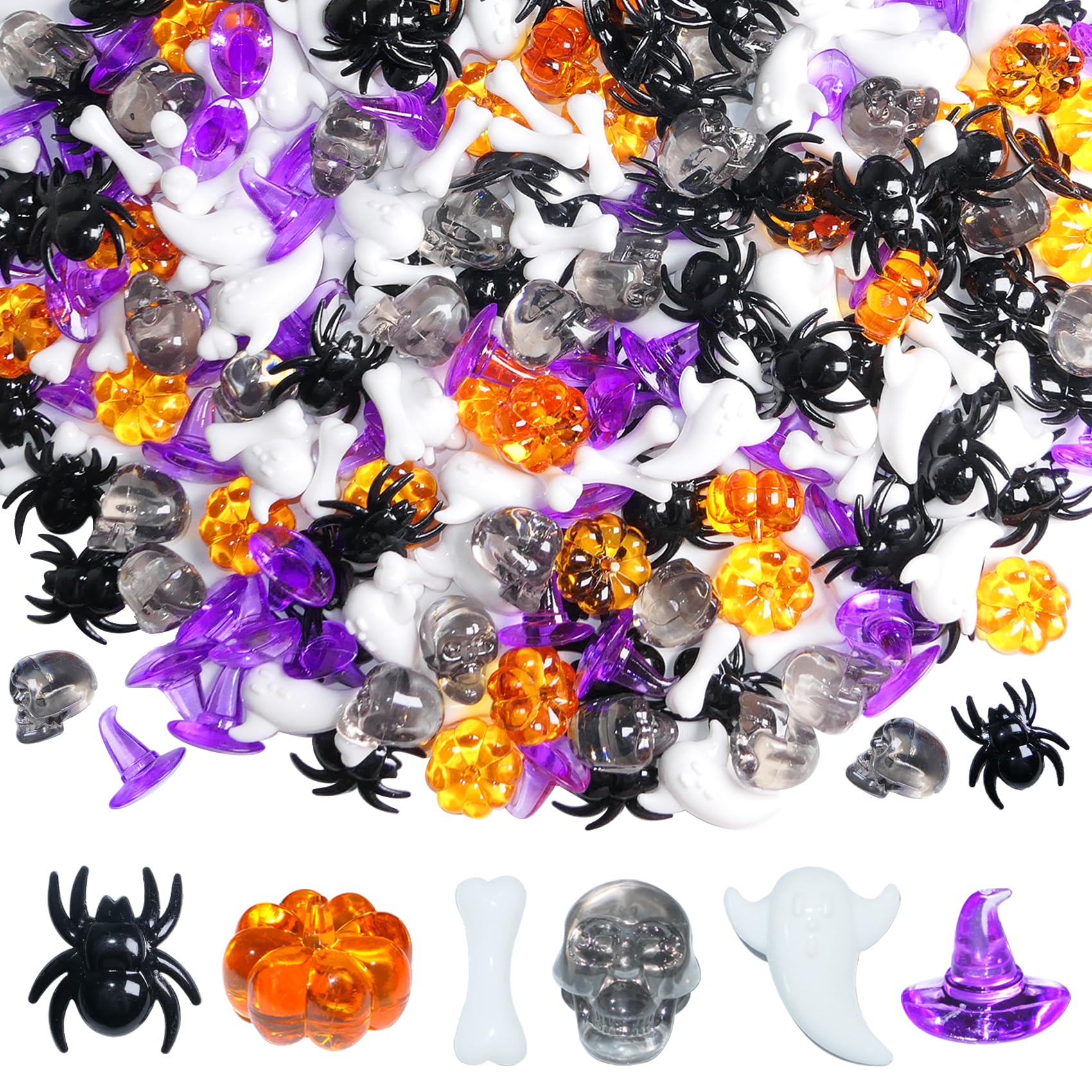HADDIY Halloween Mini Gems 300pcs Pumpkin Ghost Sensory Bin Vase Fillers