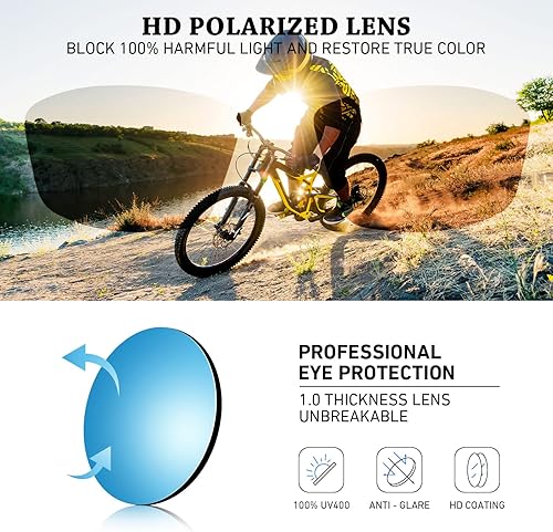 Miniatura 2 de WEAROYO Gafas de sol deportivas polarizadas para hombres y mujeres, gafas rectangulares de conducción de pesca, protección UV400