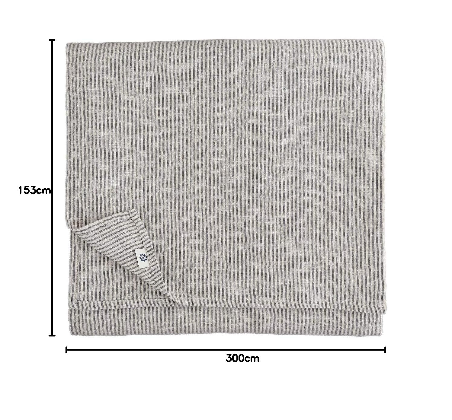 Linen & Cotton Vintage Rustique Rayée Nappe en Tissu Bjorn - 100% Lin Lavé, Beige Naturel Noir (153 x 153 cm) Drap de Table Champetre Campagne Carrée Lavable Machine pour Maison Cuisine Salle à Manger
