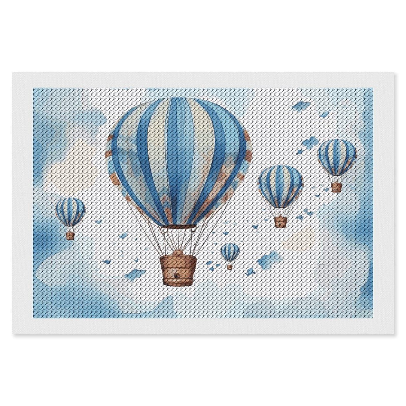Jtkbnvm Style Blue Hot Air Balloon Diamond Art Kits For Adults Beginners Gem Art Painting Kits With Diamonds Diy 5D Full Drill Diamond Dots Paintings Craft Painting Kits For Home Wall Decor 8"X12"