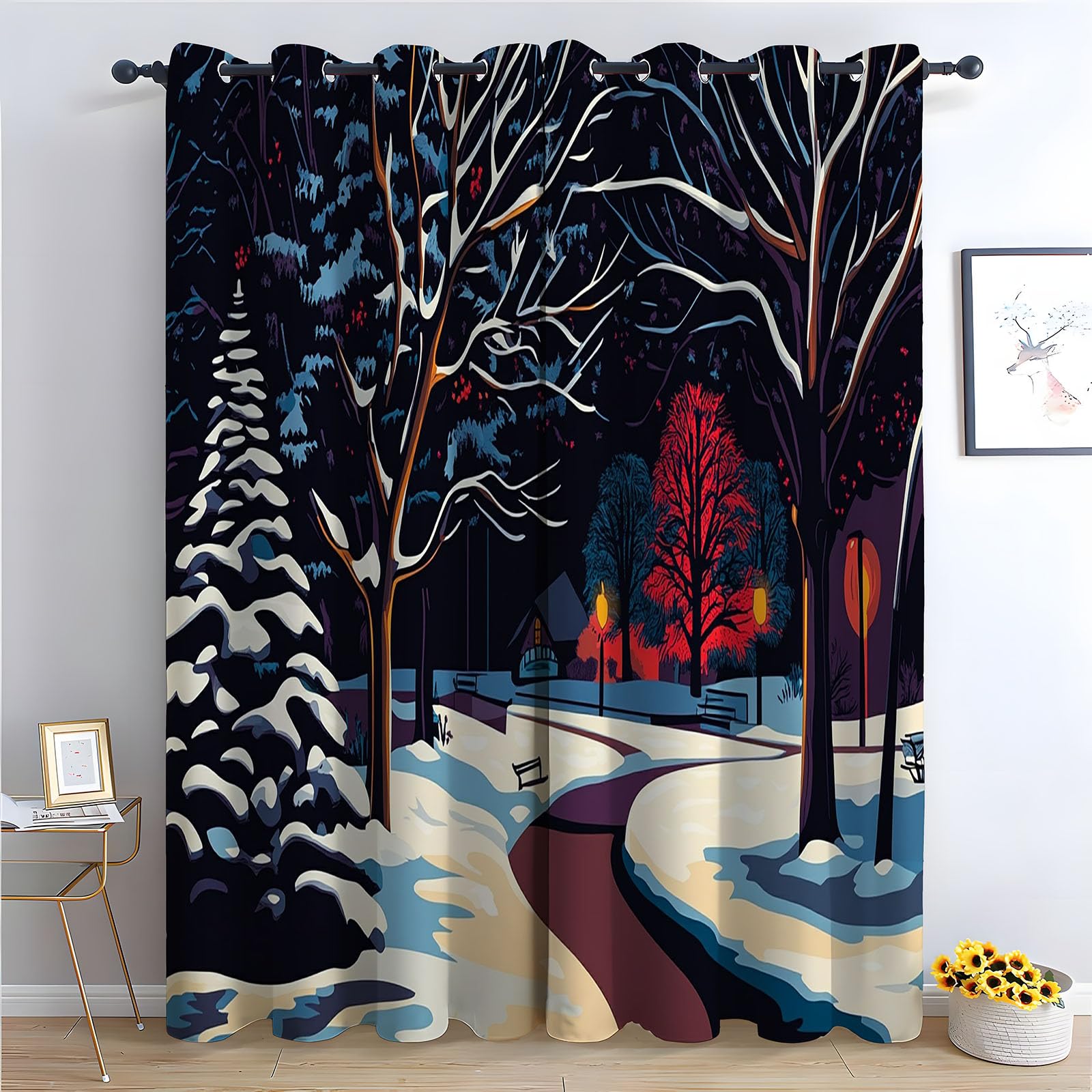 WQBQKKX Abstract Line Curtains Black Out Black Printed Room Darkening Curtain for Bedroom, Privacy Eyelet Thermal Insulated Curtains for Room-52 W x 96" L (Pack of 2)