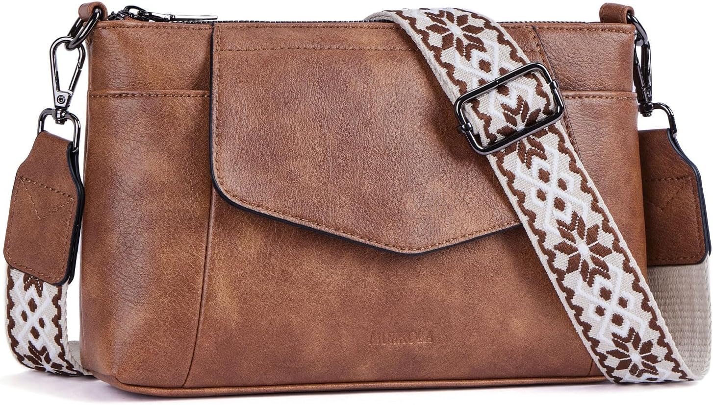 MUIIKOLA Schoudertas voor dames, crossbody tas voor dames, klein, damesschoudertas, PU-leer, schoudertas voor dames met verstelbare schouderriem, A-lichtblauw, Eigentijds / nuttig