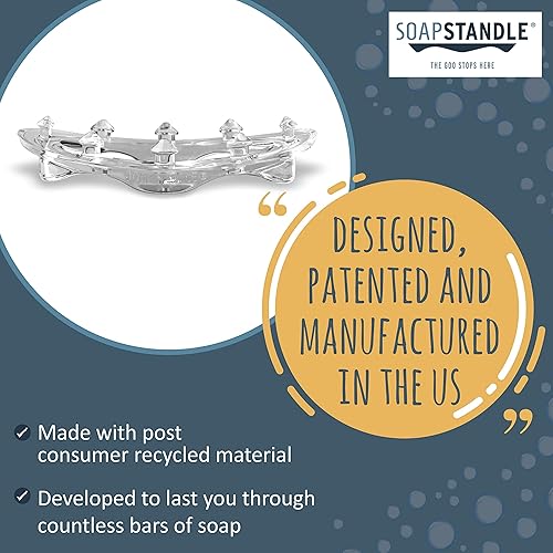 Miniatura 9 de Barra curvada para jabón, soporte para jabón sin suciedad para baño y duchas, paquete de 3, transparente