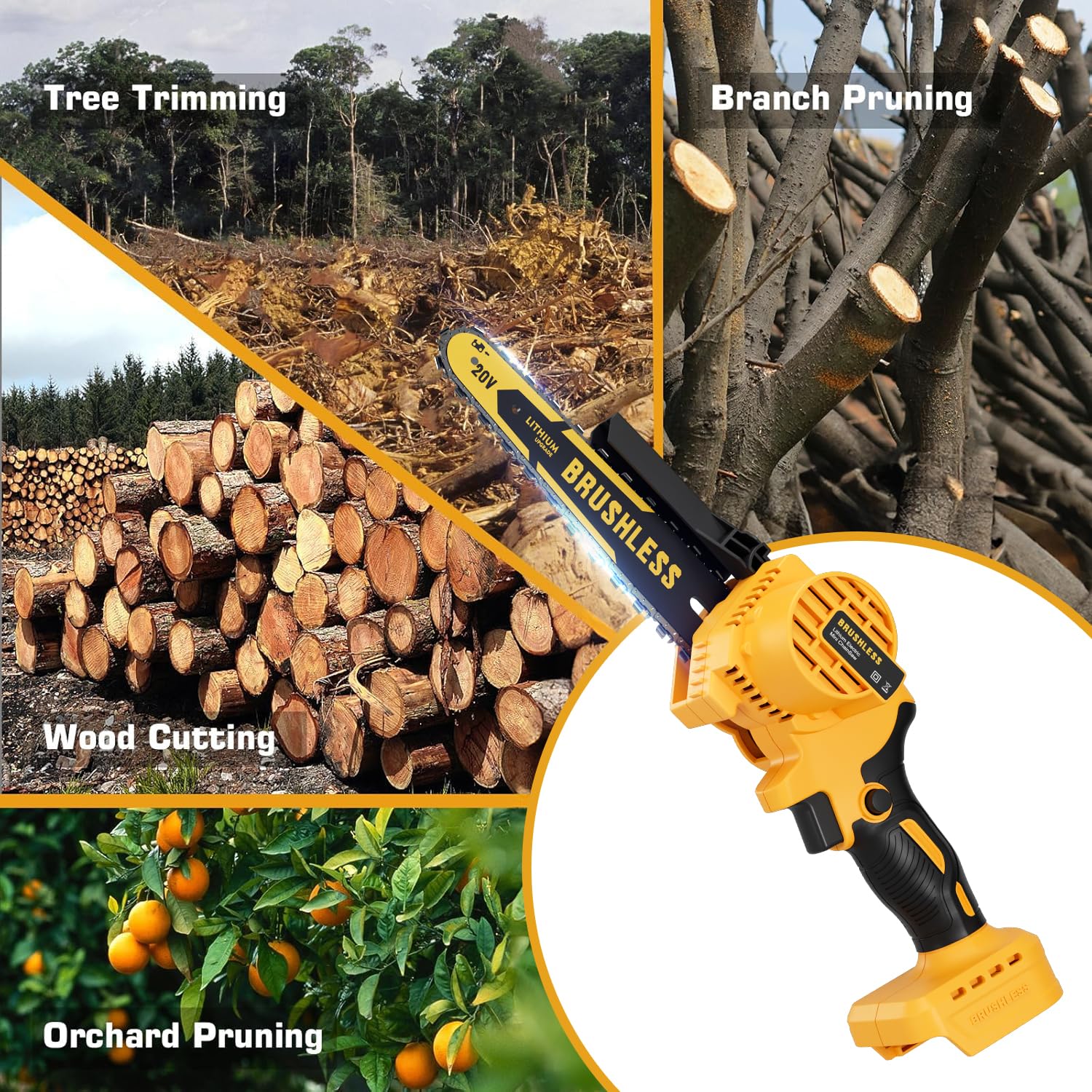 Bezprzewodowa mini piła łańcuchowa 20 cm do Dewalt 20 V MAX zasilana bateriami (bez baterii), elektryczna piła łańcuchowa, bezprzewodowa, przenośna, mała, ładowalna piła łańcuchowa do przycinania