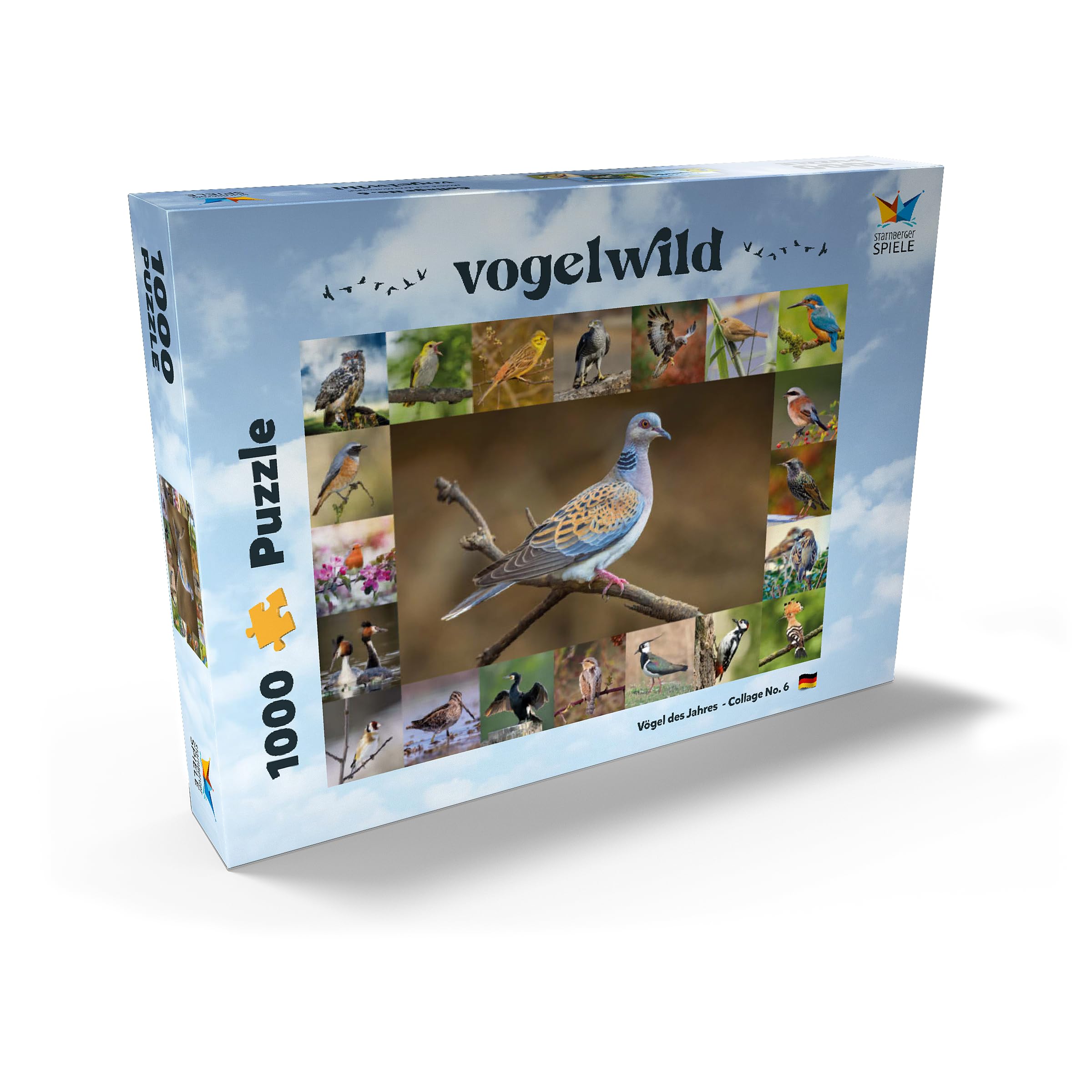 MyPuzzle Uccelli Dell'anno - Collage N. 6 - Motivo Principale: Tortorella - Premium 1000 Pezzi Puzzle - MyPuzzle Collezione speciale di Starnberger Spiele