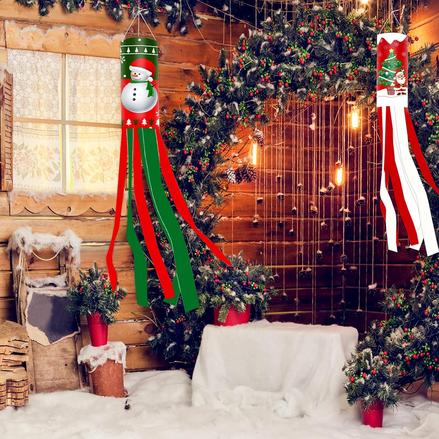 Buy Lucleag 2 Pack Christmas Windsocks, Snowman Santa Claus Christmas