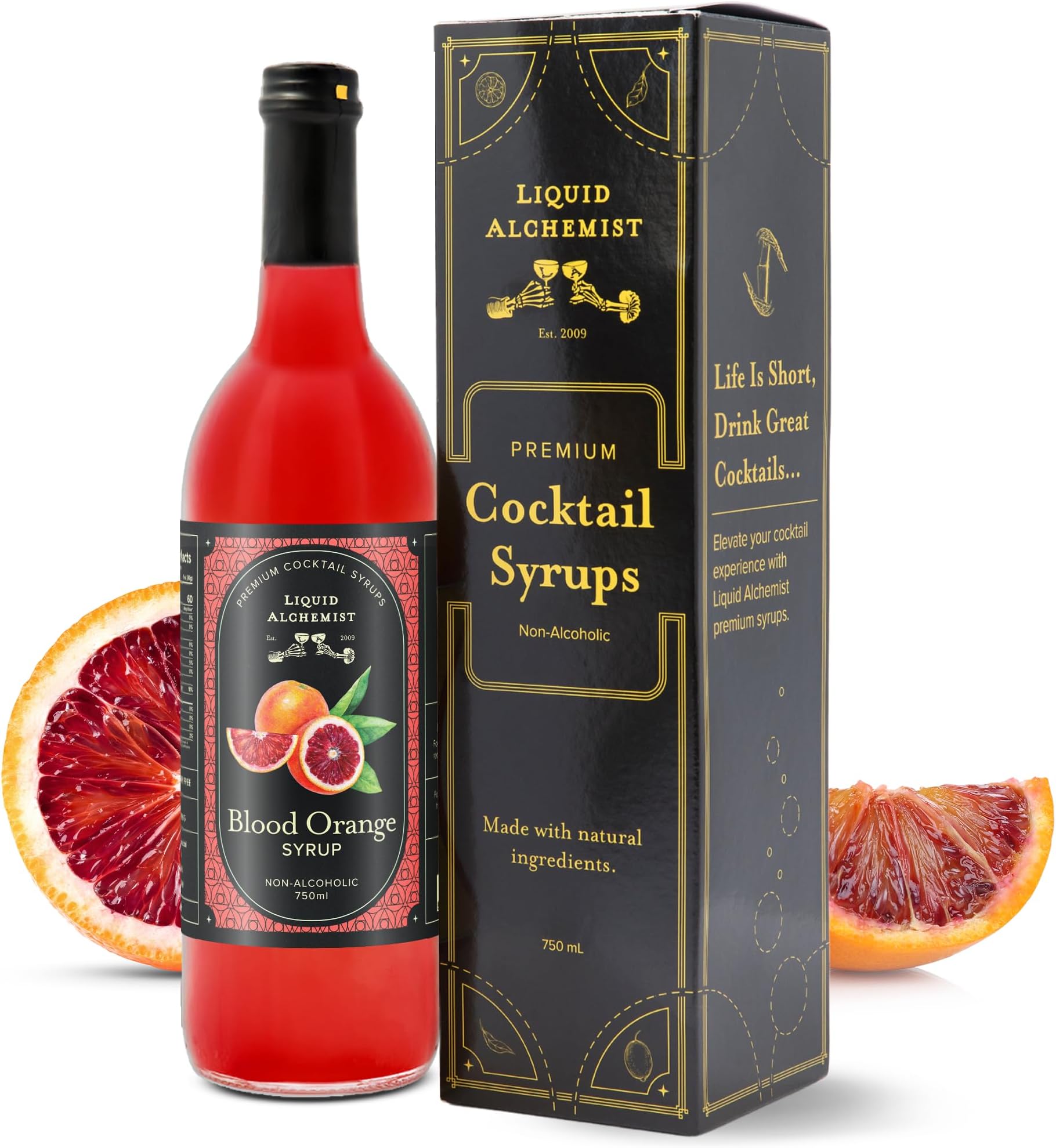Liquid Alchemist Blood Orange Syrup for Cocktails - Real Ingredients Make our Blood Orange Puree a Perfect Margarita Mixer - Small Batch, Non-GMO, Vegan Drink Mixer | 25.4 Oz, Pack of 1
