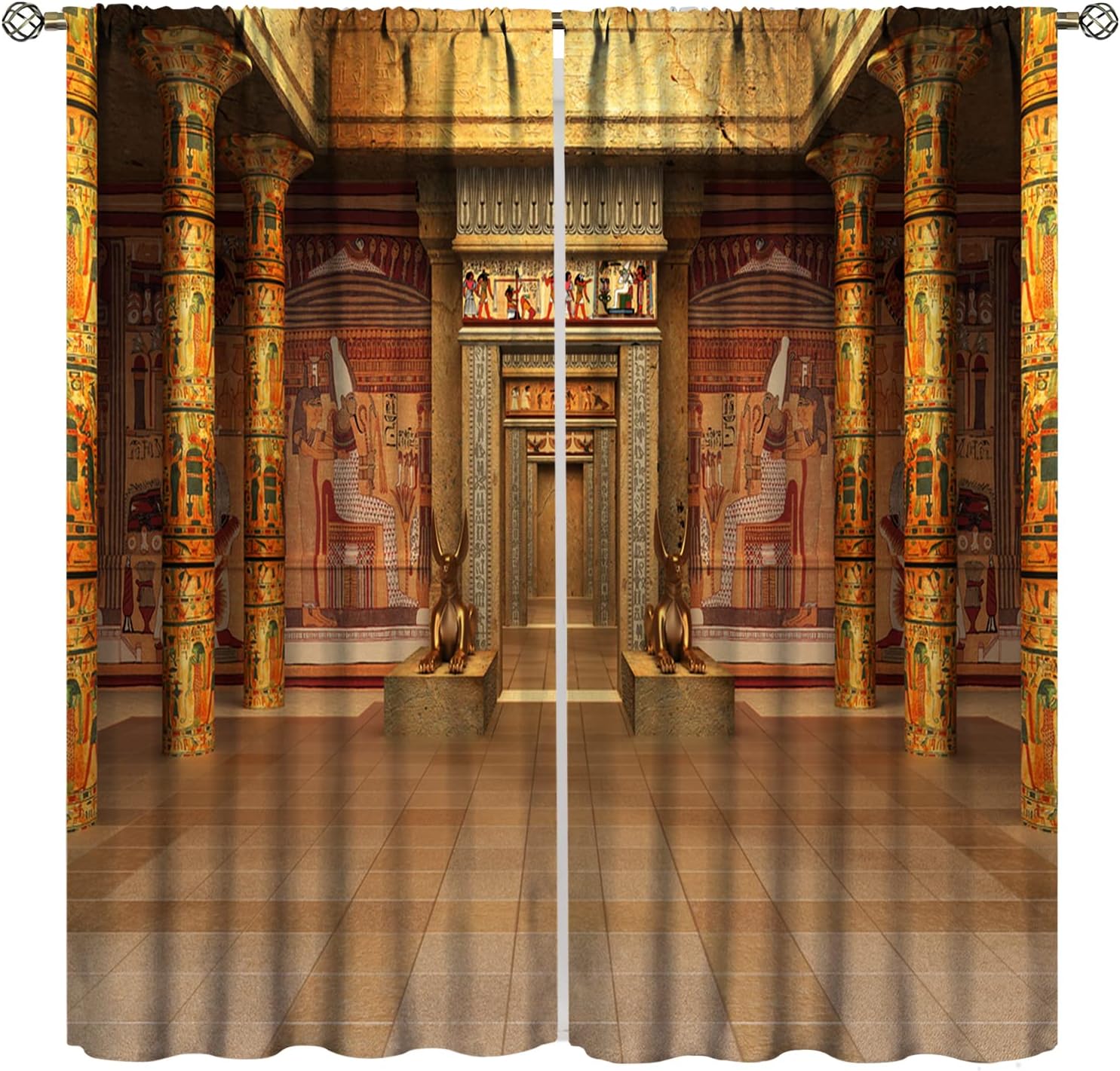 Egyptian Curtains with Egyptian Frescoes On The Wall Tomb