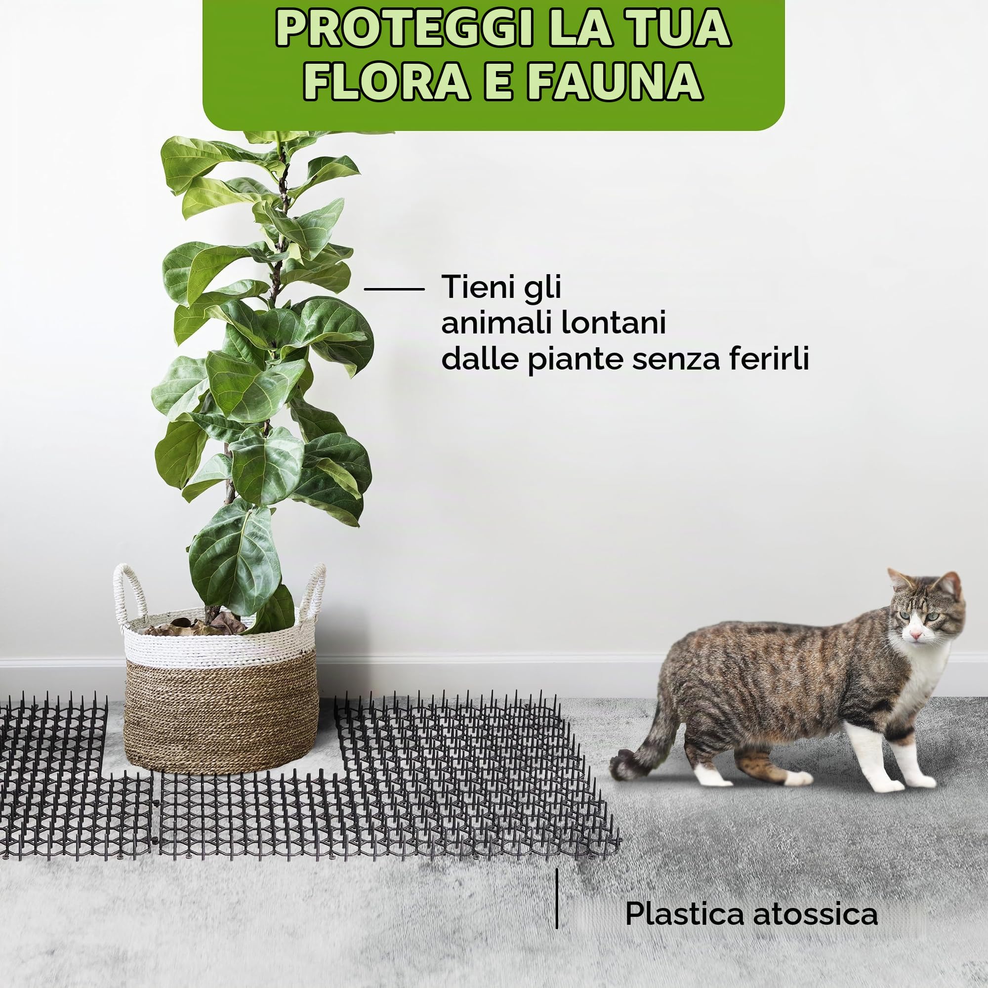 ISOTRONIC rete spinata allontanare gatti tappetino repellente martore cani protezione giardino alberi casa auto graffi 1,5m² 24 pezzi dissuasore barriera efficace esterno difesa stop animali fossi