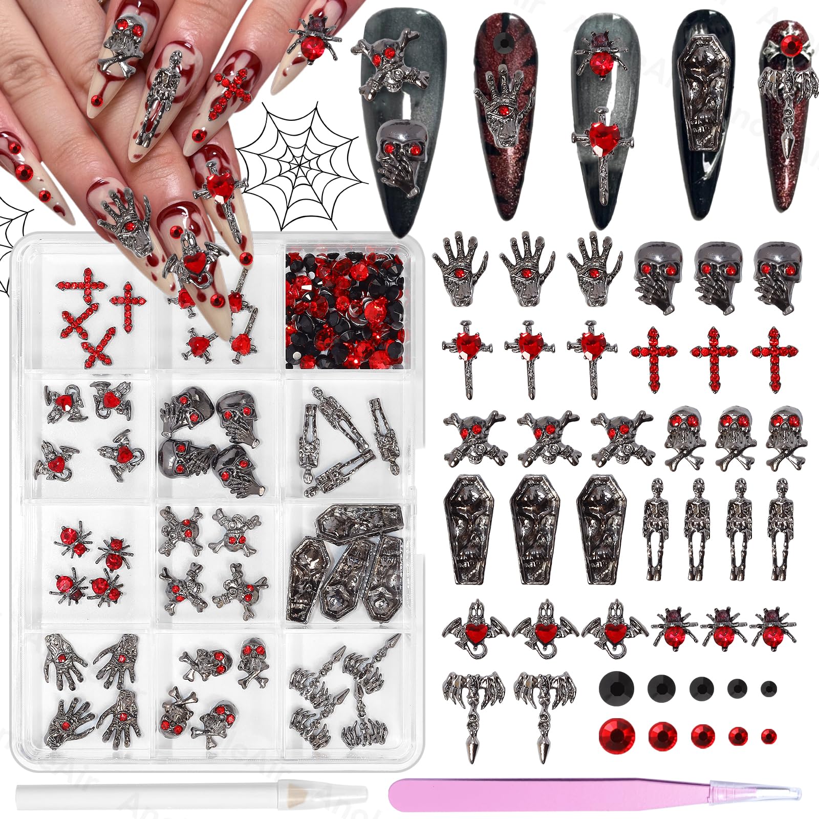 Halloween Nail Charms and Gems, Alloy Punk Halloween Charms for Nails
