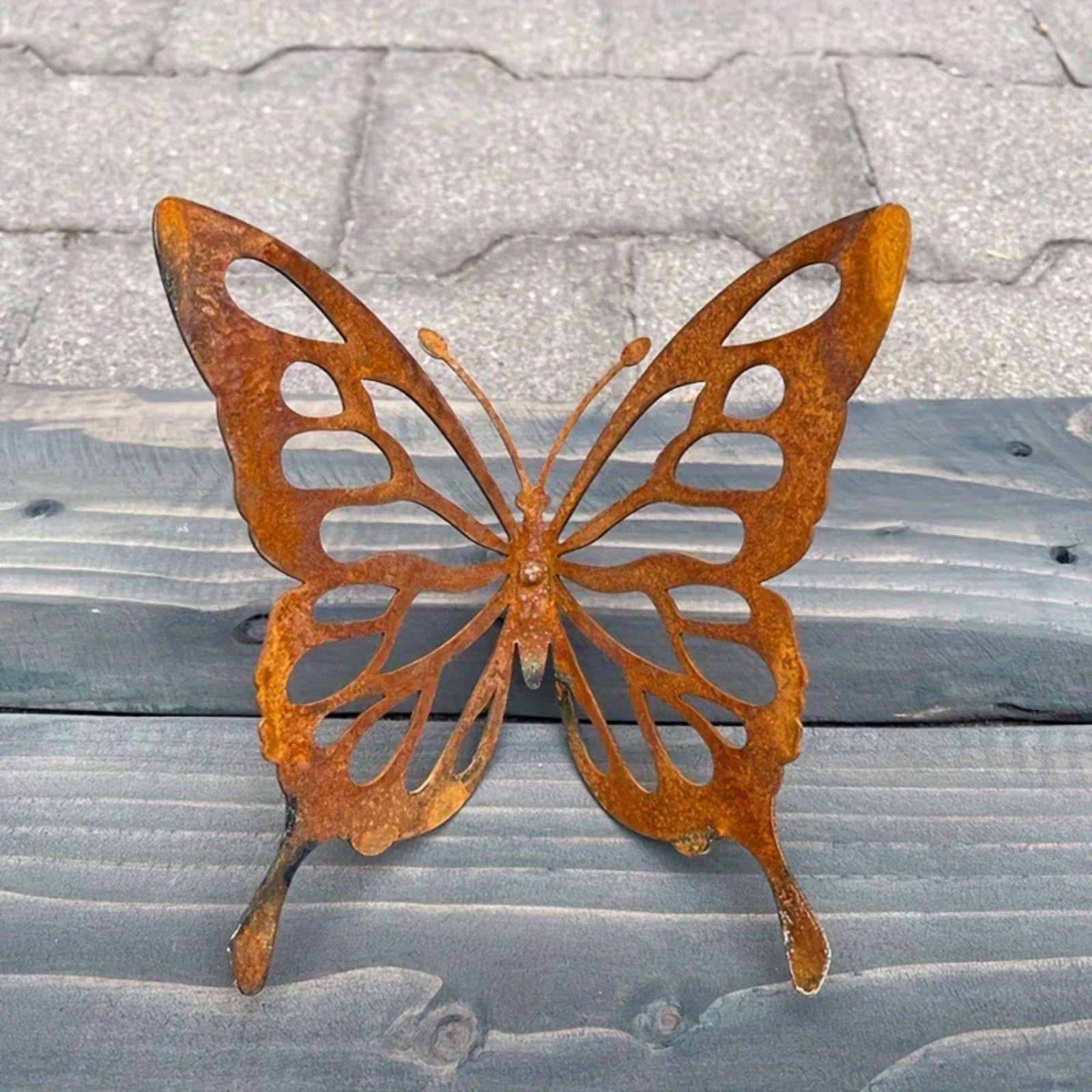 Jinhxofs 12 Pezzi Farfalla Arrugginita Resistente, Farfalla Decorative in Metallo, Regalo Decorazione Murale per Staccionata, Esterno, Giardino, Cortile