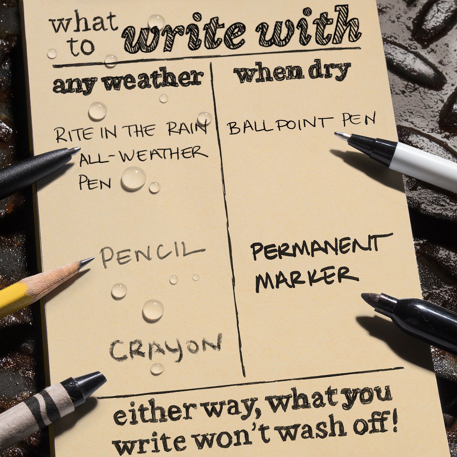 Rite in the Rain Wetterfestes Notizbuch-Set mit Spiralbindung, 7,6 x 12,7 cm, MultiCam Cordura-Gewebe, 7,6 x 12,7 cm, hellbraunes Notizbuch und wetterfester Stift (Nr. 935M-KIT)