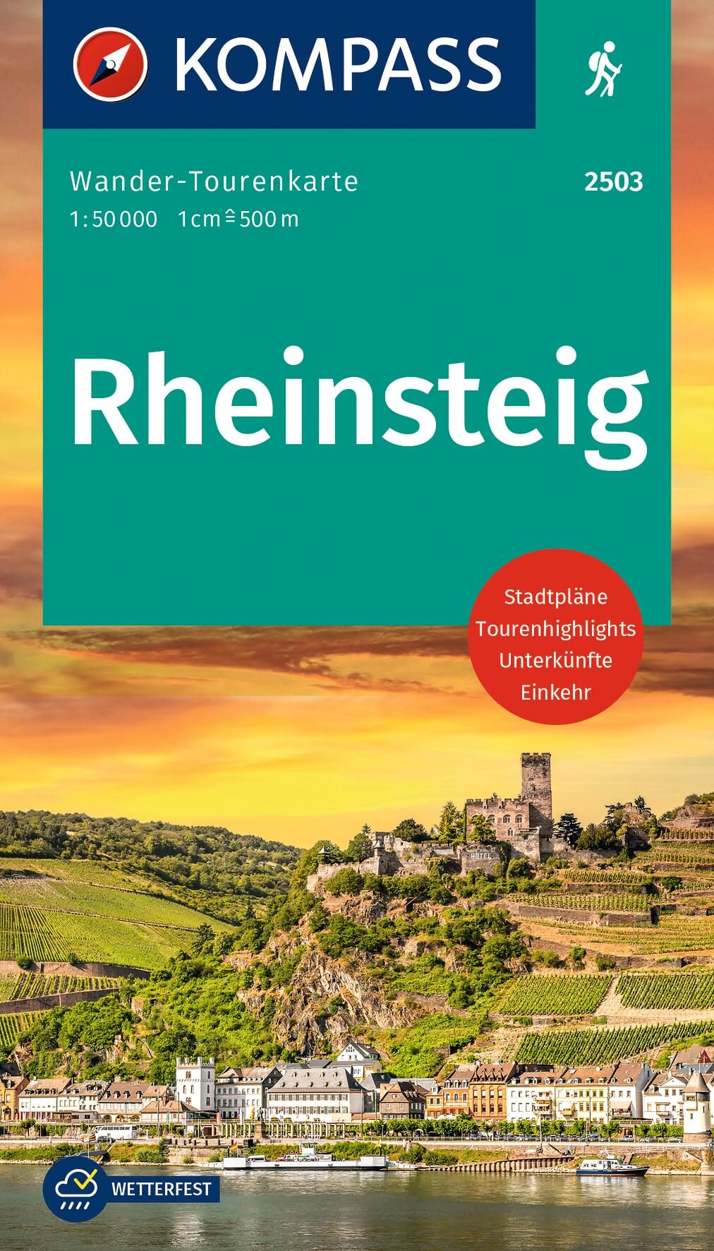 Rheinsteig (2503): Leporello Karte, reiß- und wetterfest (Wander-Tourenkarten)