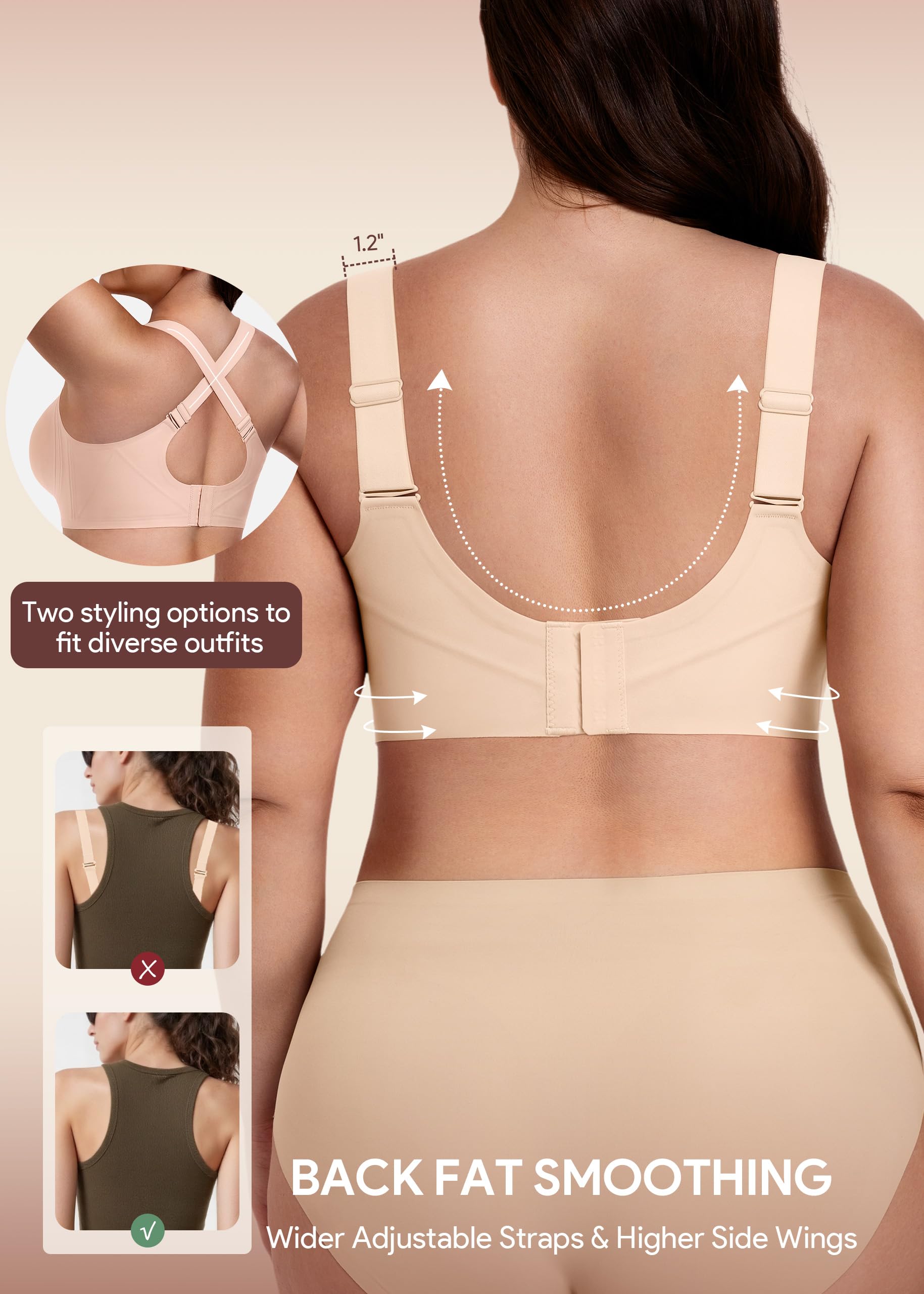HBselect Reggiseno Senza Ferretto Taglie Grandi Jelly Push Up Reggiseni | Senza Cuciture Comodo T-Shirt Reggiseno Copertura Completa Seamless Invisibile Coppa Intera Bralette per Donne Maturi