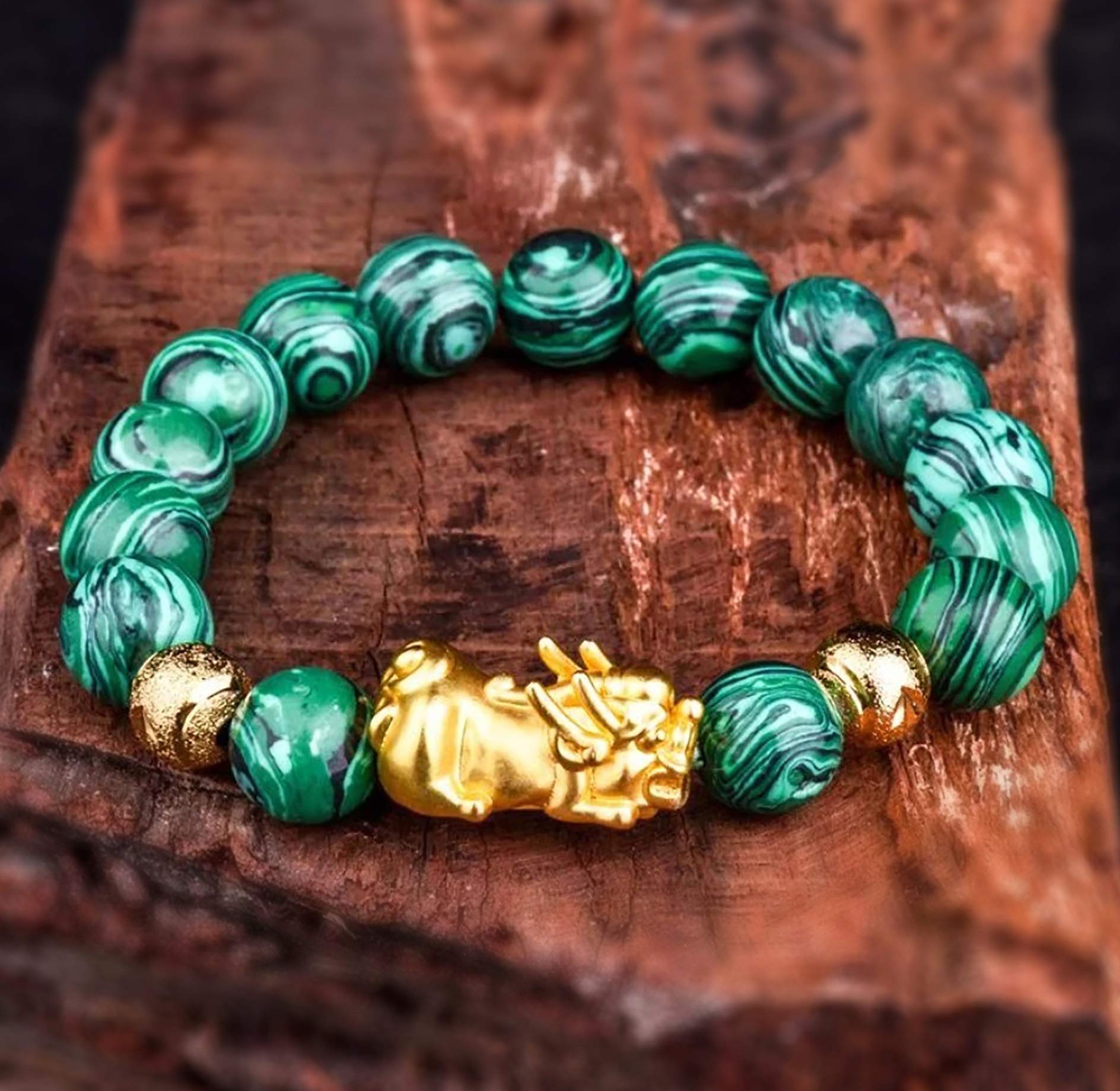 Feng Shui Golden Pixiu Wealth Bracelet Prosperity 7a Collectible