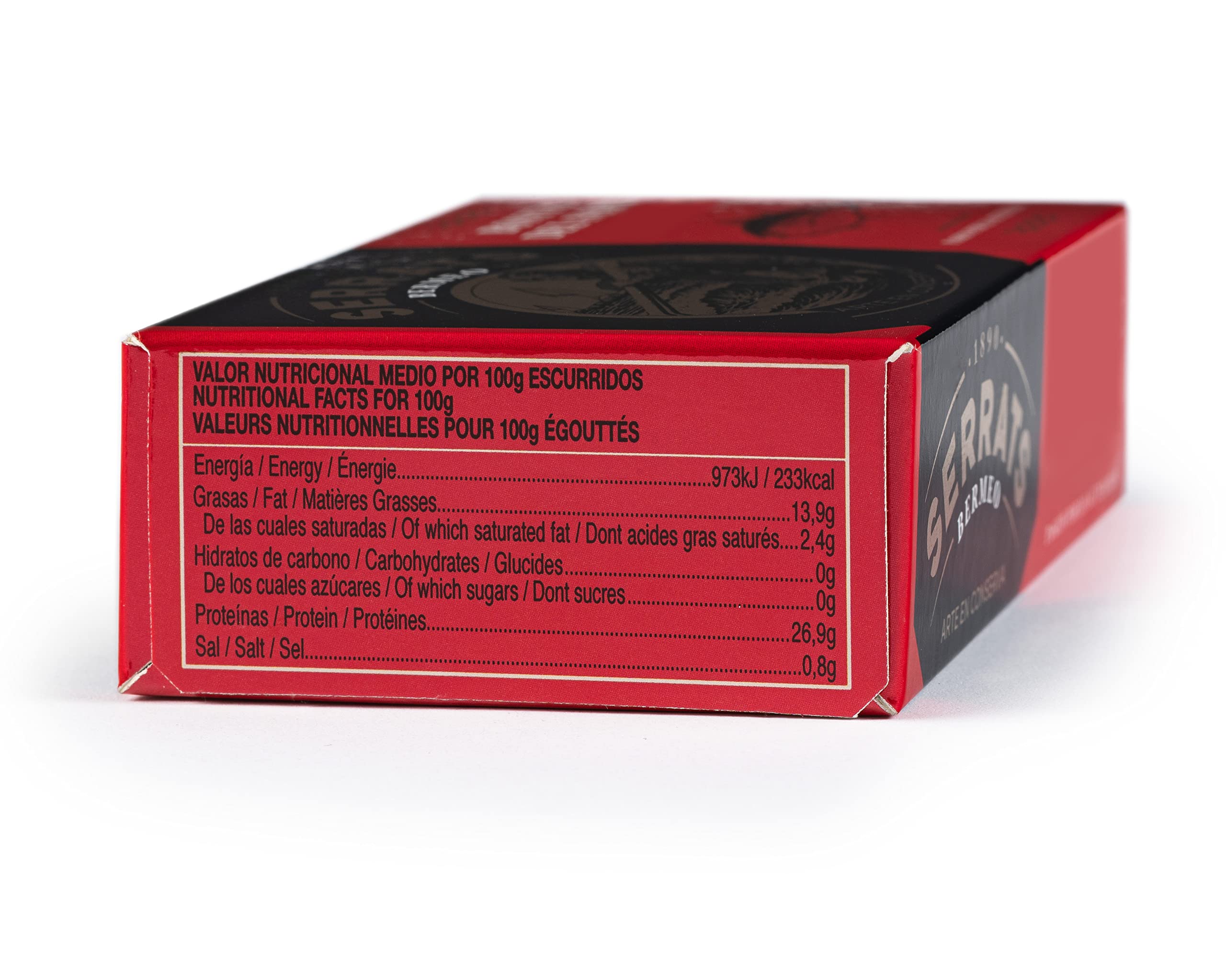 CONSERVAS SERRATS - Cogote de Bonito del Norte del Cantábrico en Aceite de Oliva - 12 Latas x 115g (Total: 1380g) - Parte Superior del Lomo - Textura Suave - Elaboración Artesanal Tradicional
