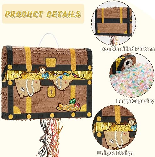 Miniatura 292 de WERNNSAI - Piñata de sirena plegable, piñata de cumpleaños con flecos que incluye cuerda para jalar, venda y bate. Decoraciones