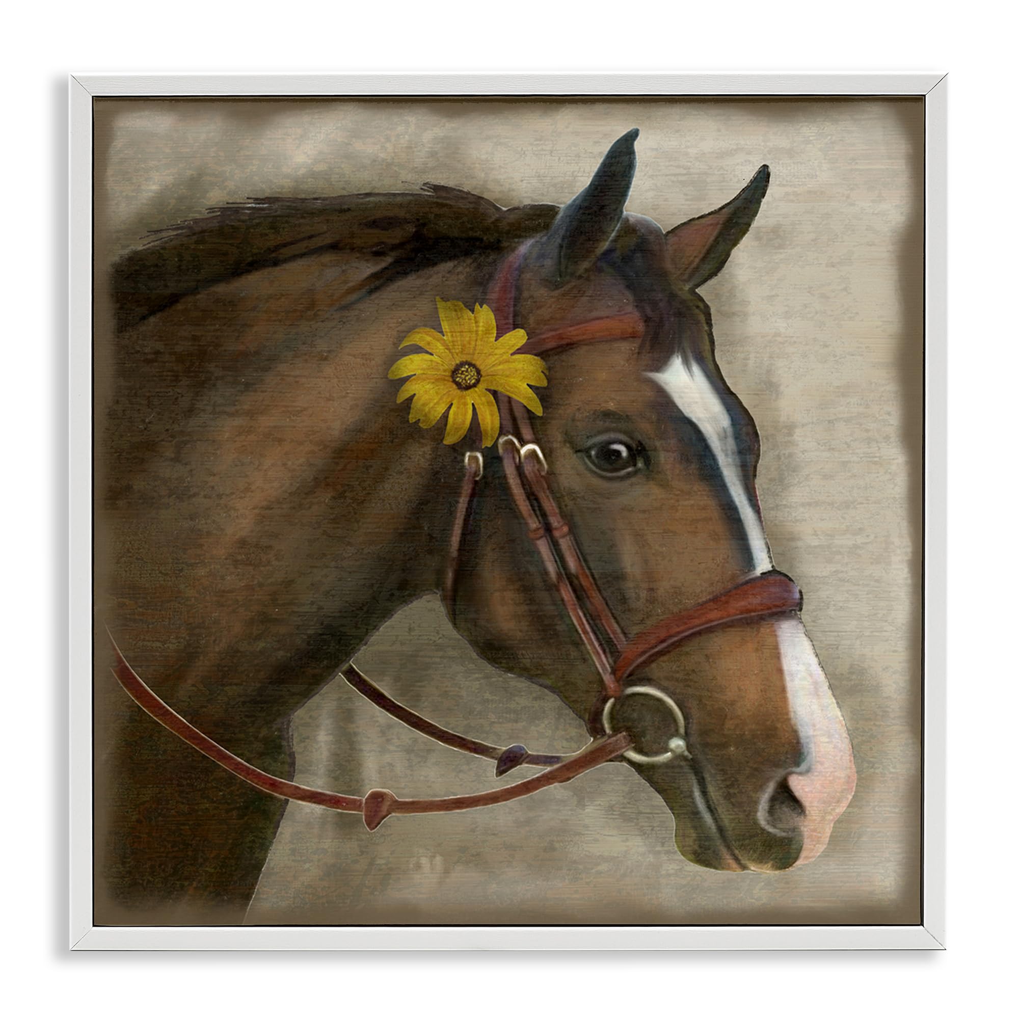 'Barnyard Horse with Daisy'| Framed Giclee Art