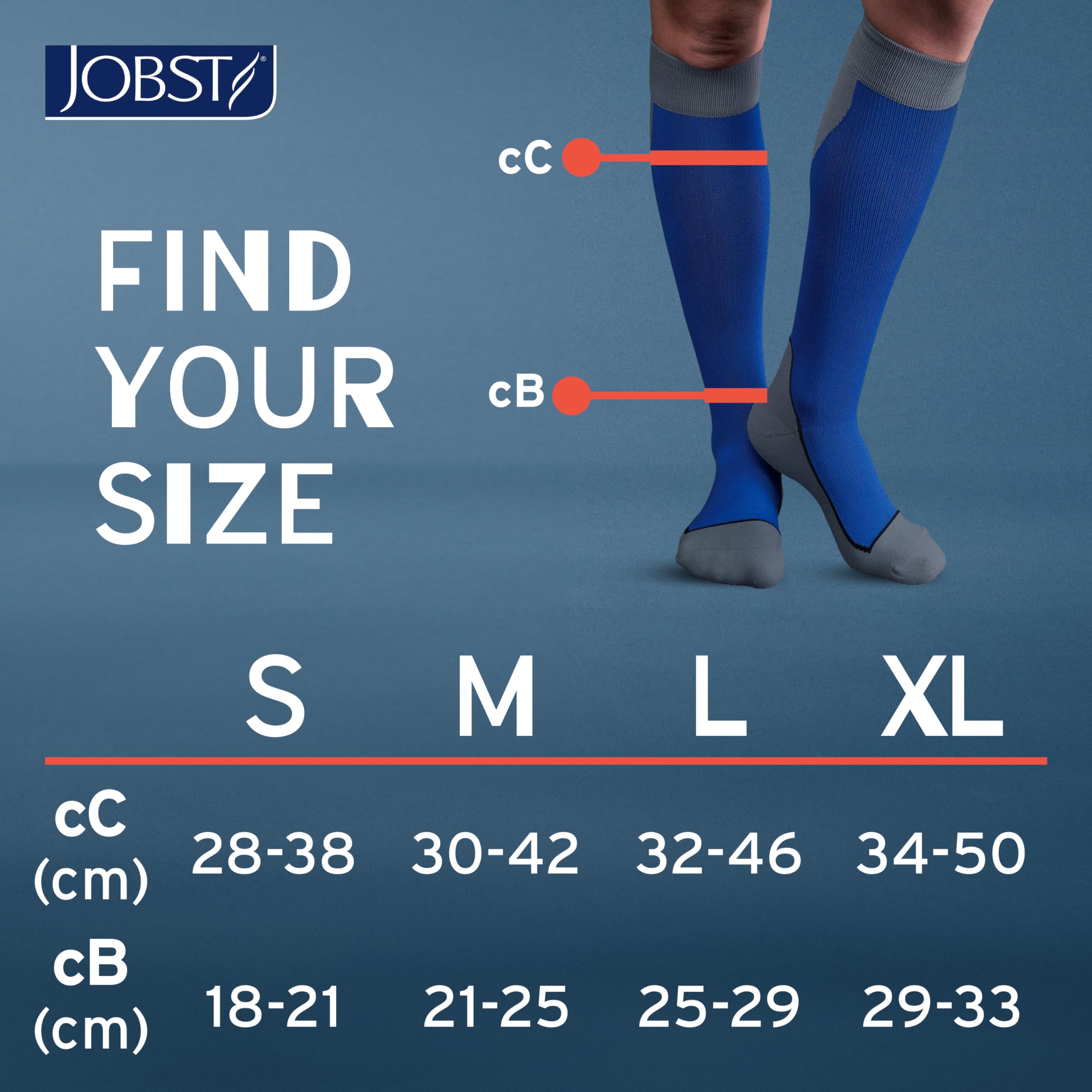 JOBST Calze Sportive Al Ginocchio - 15-20 mmHg Royal Blue/Grey Small 7528950