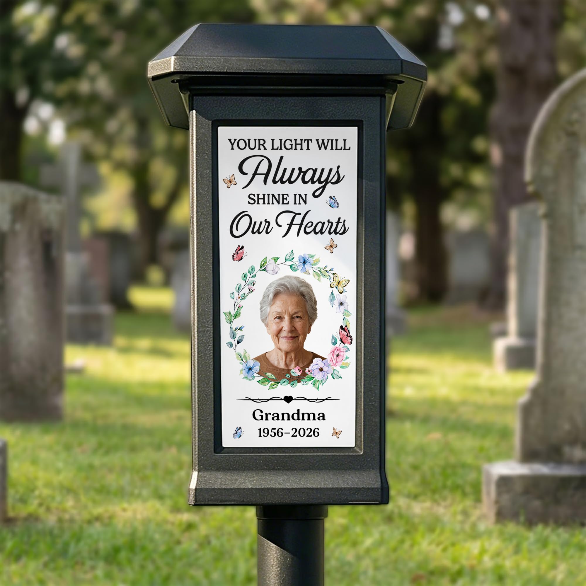 callie Personalised Memorial Solar Garden Light, Custom Butterfly Solar Light for Cemetery Grave with Photo & Name & Year | Remembrance Sympathy Gifts for Loss of Loved