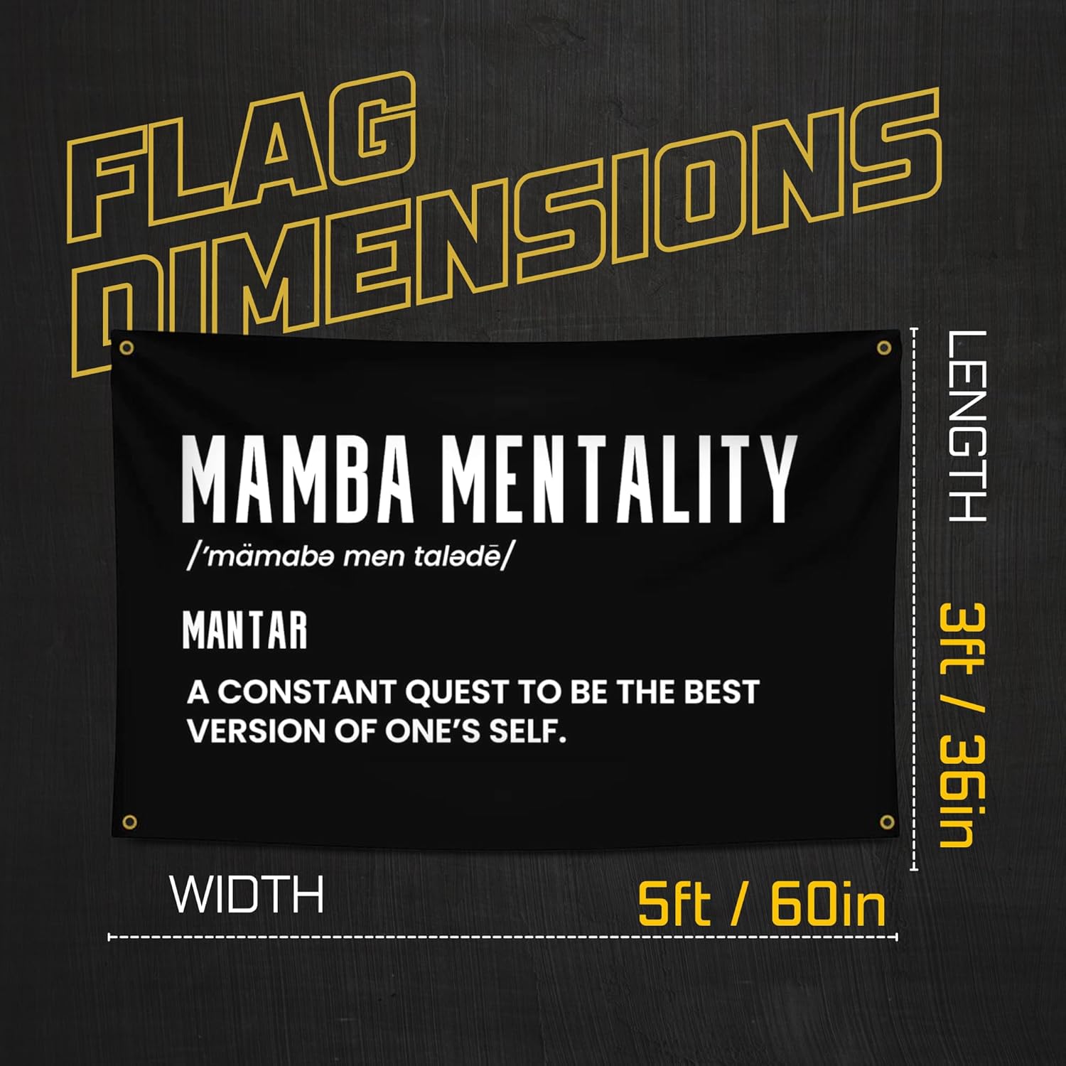 Kobe Bryant Mamba Mentality Motivational Gym Banner – Discipline Poster for Gym, Dorm, Home Workout Space – Cool Fitness Wall Decor – Durable Polyester, Double Stitched – 3x5 Feet - Image 2