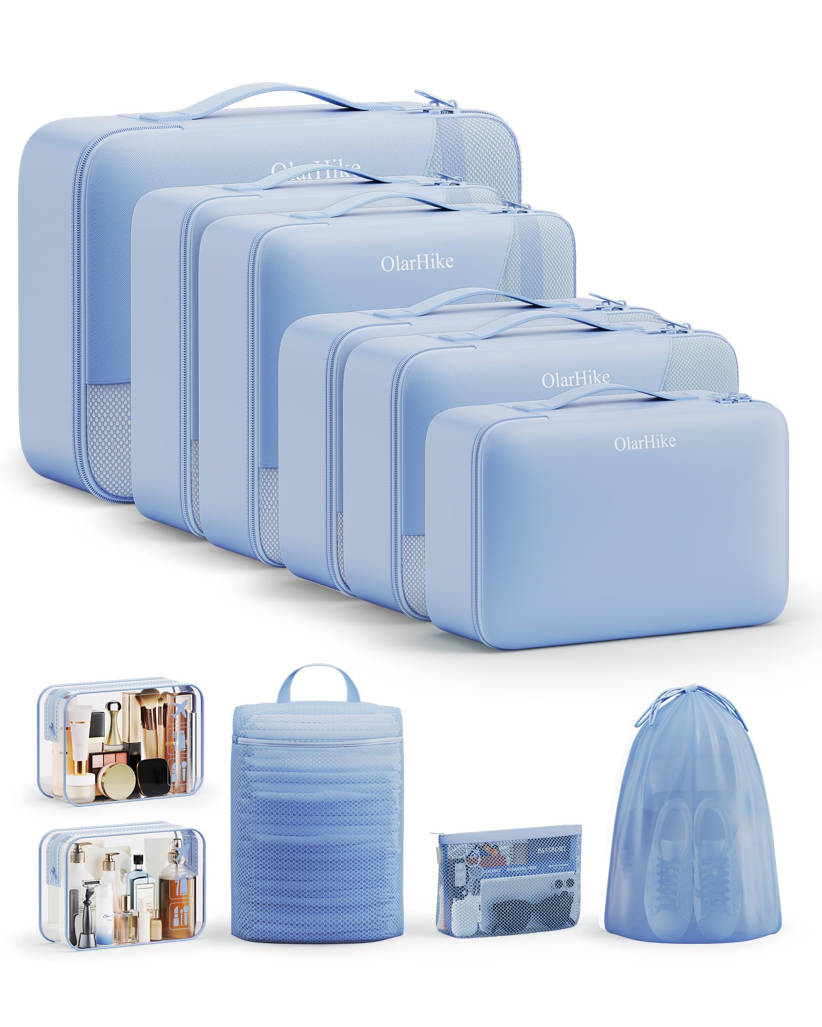 OlarHike 11 Set Packing Cubes for Travel, Gifts for Women Mom,Anti-Tearing Suitcase Organizer with Over 1000 pcs Mesh Holes,Vacation Essentials &amp; Accessories for Cruise Ship