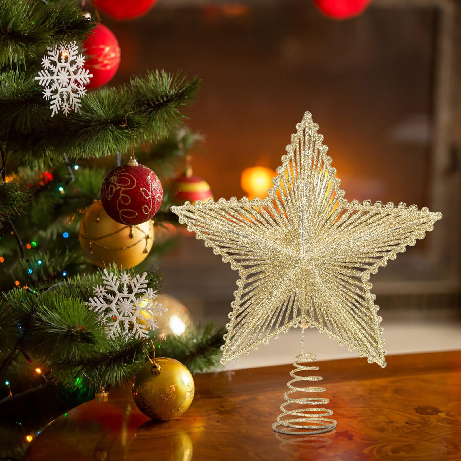 Amazon.co.jp: HOMSFOU クリスマスツリートッパー 星型鉄ワイヤー