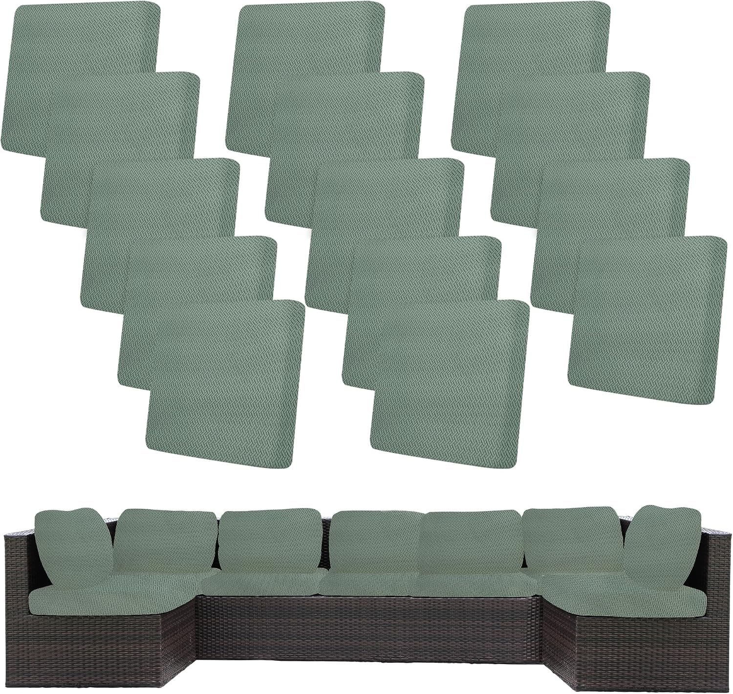 14 Pcs Outdoor Cushion Covers, Patio Sofa Cushion Covers Replacement