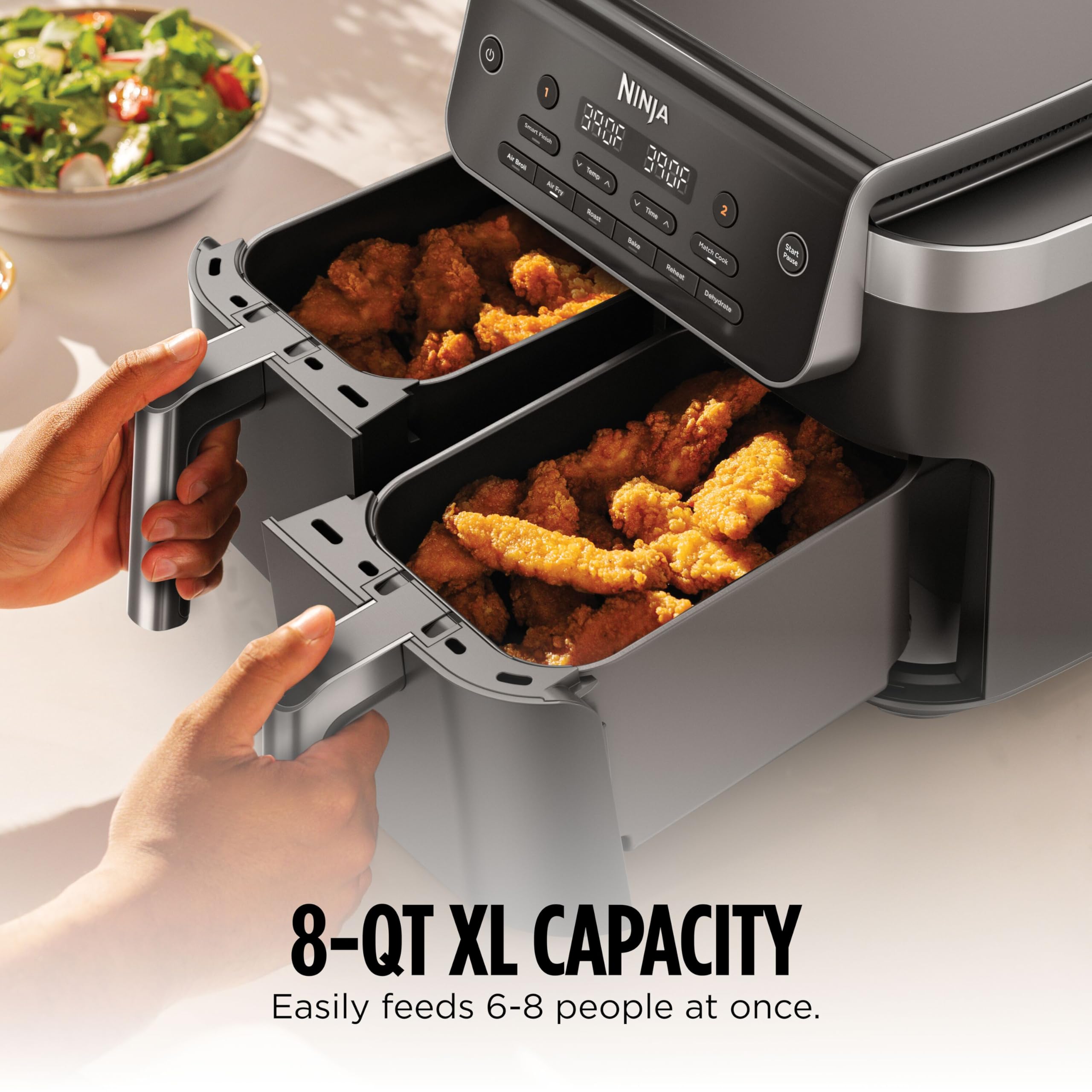 Ninja® 8‑Qt DualZone™ Air Fryer with 2 Independent Baskets, Smart