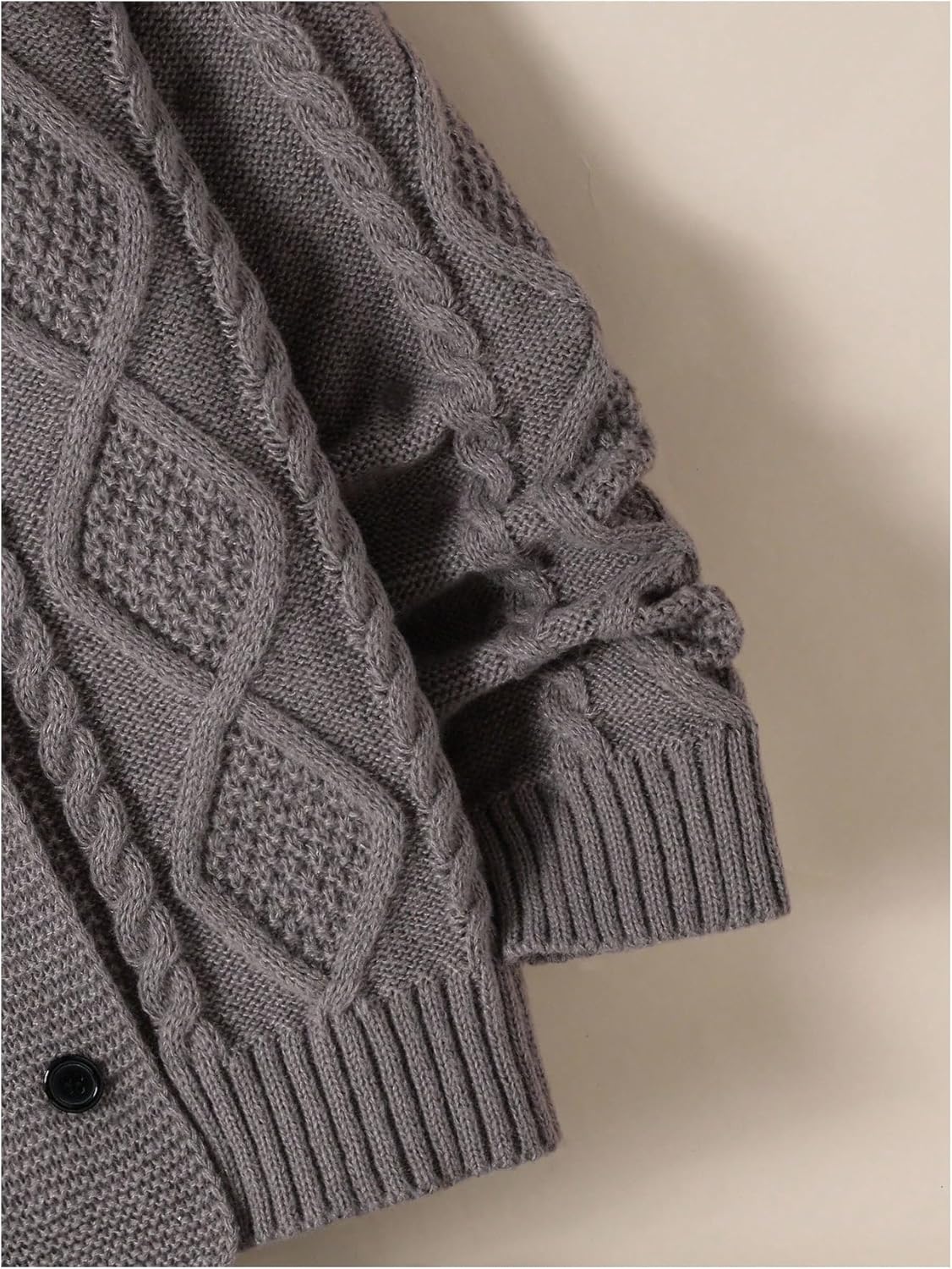 Boy's Cable Knit Cardigan Sweaters Double Breasted Long Sleeve Knit Outerwear - Image 3