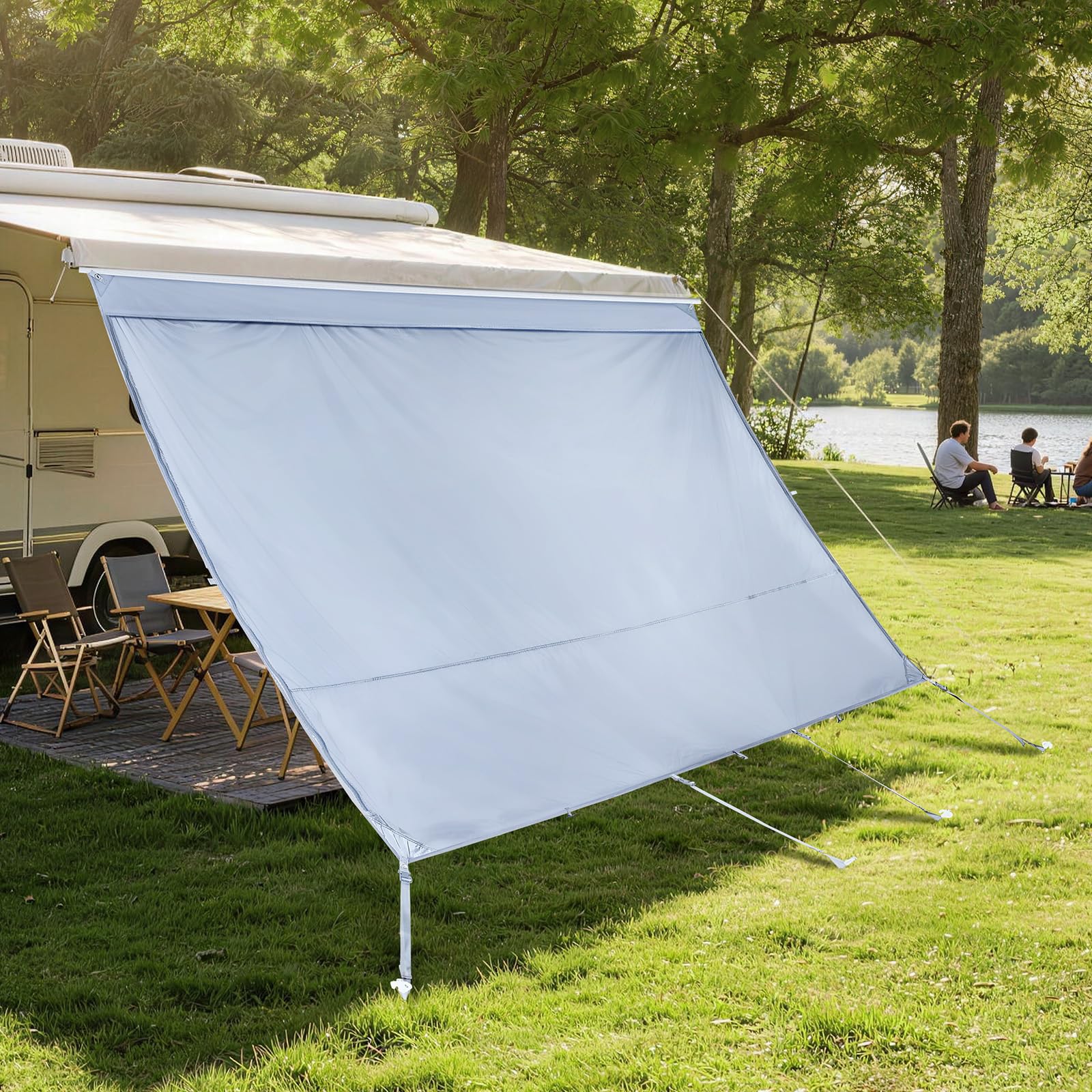 VEVOR Paroi Avant pour Store de Camping-Car 2x3,3 m, Façade de Store Compatible avec Auvent 3,5 m, Pare-Soleil Caravane Voyage, avec Couverture Zippée UV50+ en PU, Maille Polyester Double Couture