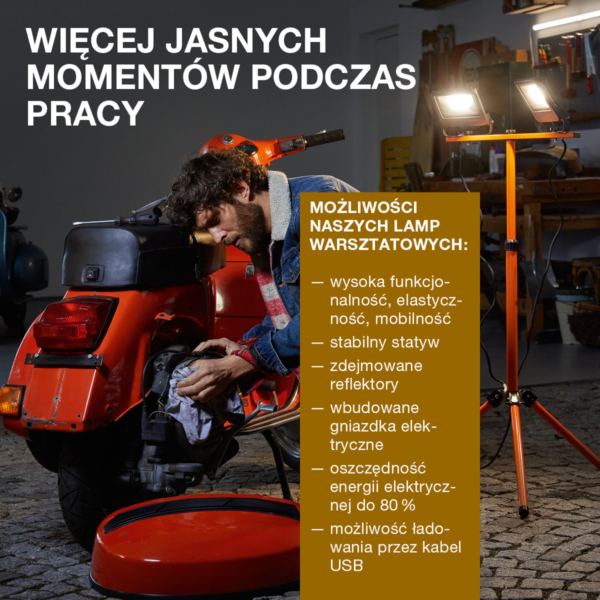 Ledvance Światło Robocze Led, Pomarańczowy/Szary, 2 x 50W