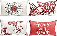 Vista 23 de Juego de 4 fundas de almohada decorativas de 20 x 20 pulgadas, color rojo vino, fundas de almohada para sofá, cama, sala de estar, fundas