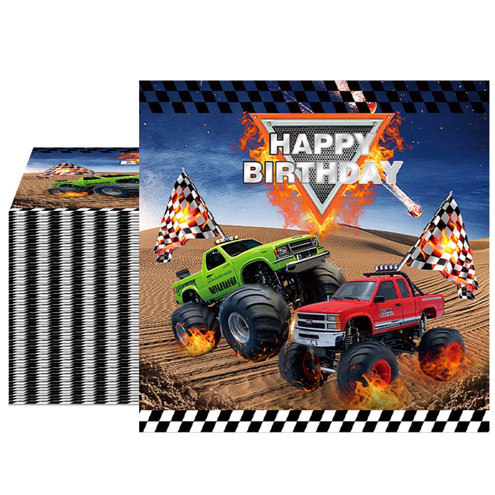 Monster Truck Birthday Decorations,40Pcs 6.5x6.5 Inch Monster Truck Napkins,Machines Jam Party Tableware Kit,Disposable Paper Napkins,for Kids Boys Truck Themed Birthday Party Decorations Supplies