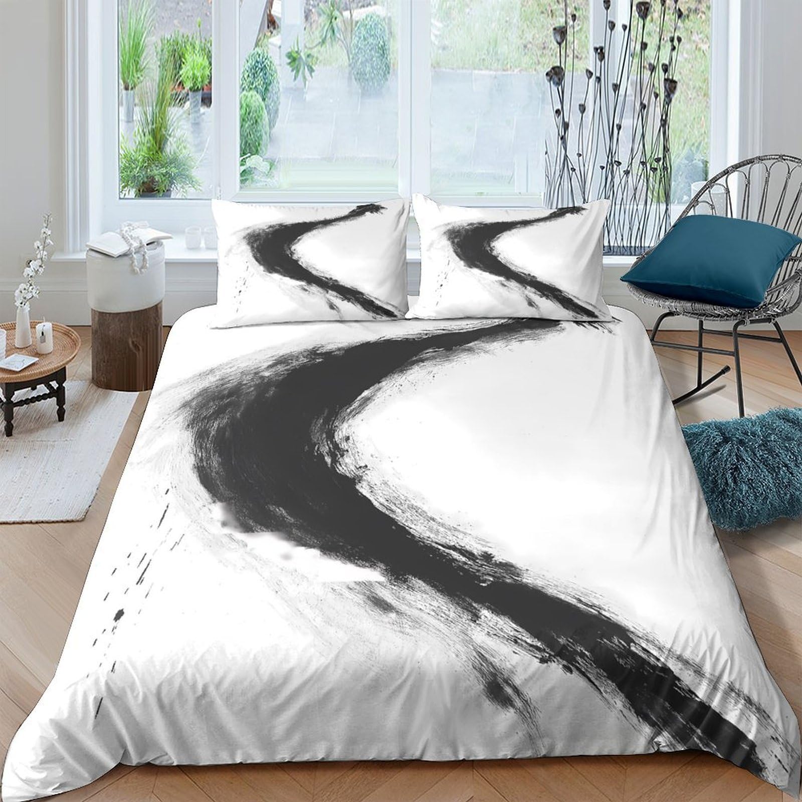 Unrxjzlvm Style-8 Abstract Brushstroke Bedding Set Microfiber Teen Dorm Decor