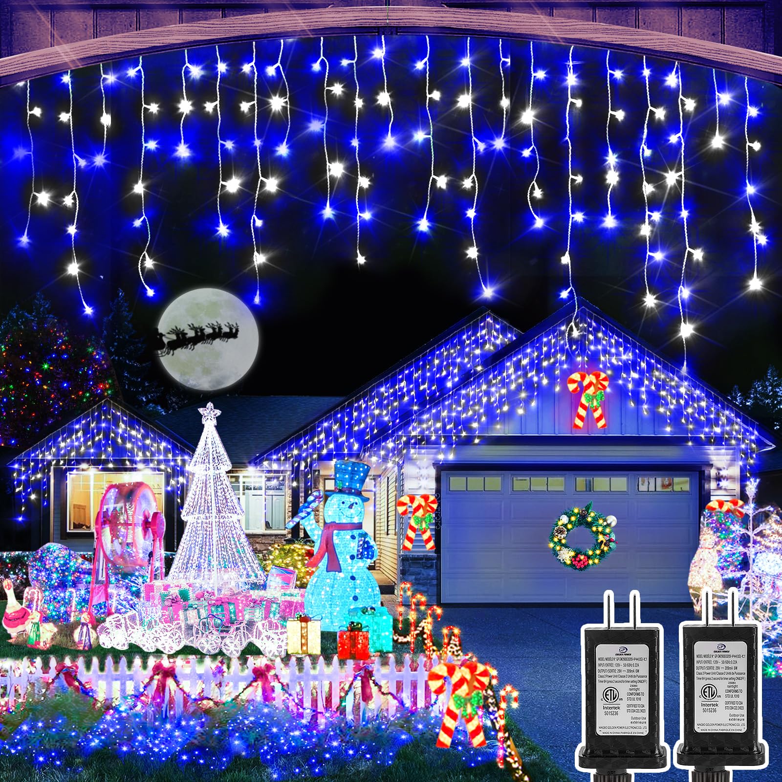 Paquete de 2 luces de Navidad de 480 LED (azul y blanco)