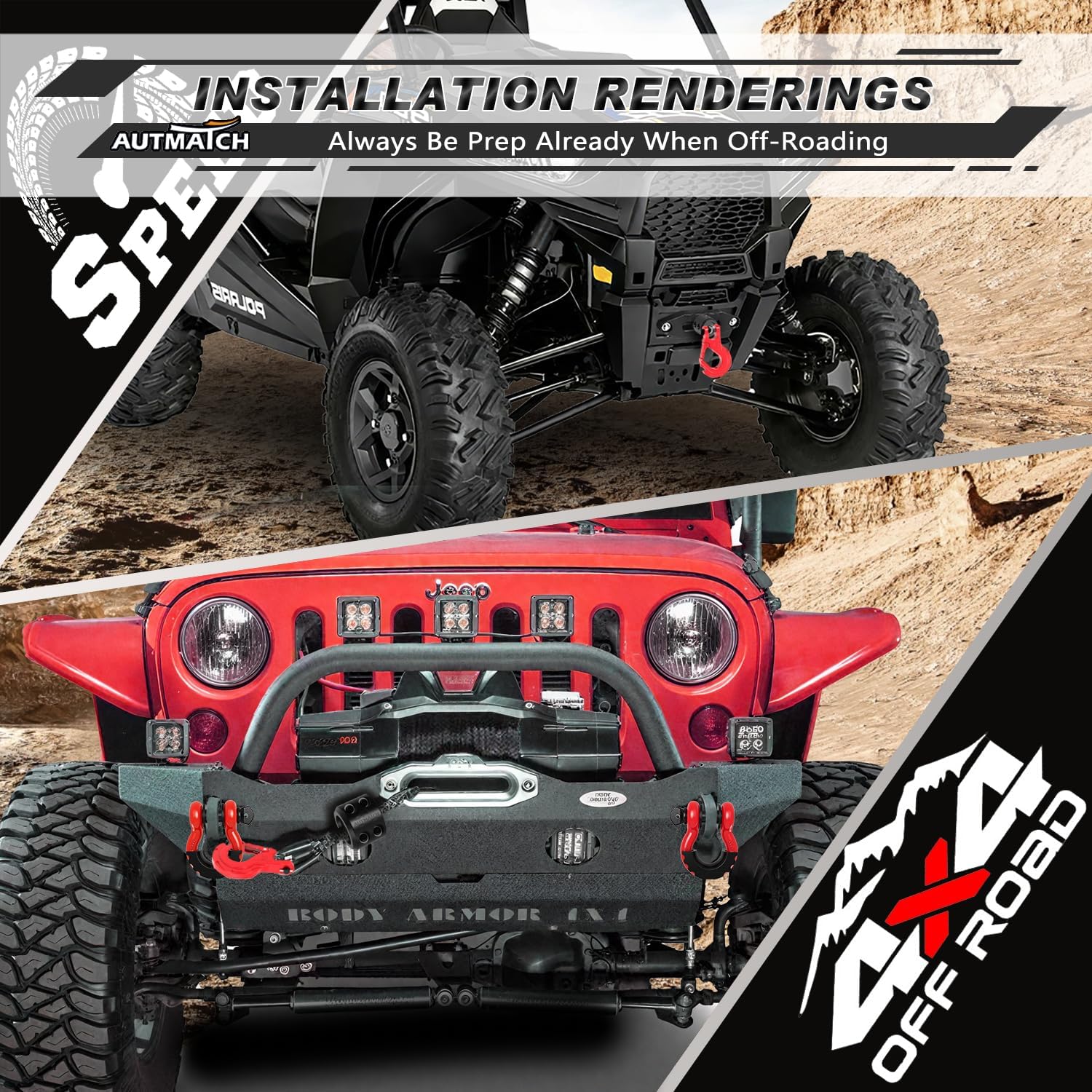 AUTMATCH Winch Hook 3/8" - Clevis Slip Hook with Safety Latch & Winch Cable Hook Stopper, Grade 70 Forged Steel Max 18Ton (39,600Lbs) Work for Winch Rope, ATV, UTV, Off Road Vehicle, Red & Black - Image 7