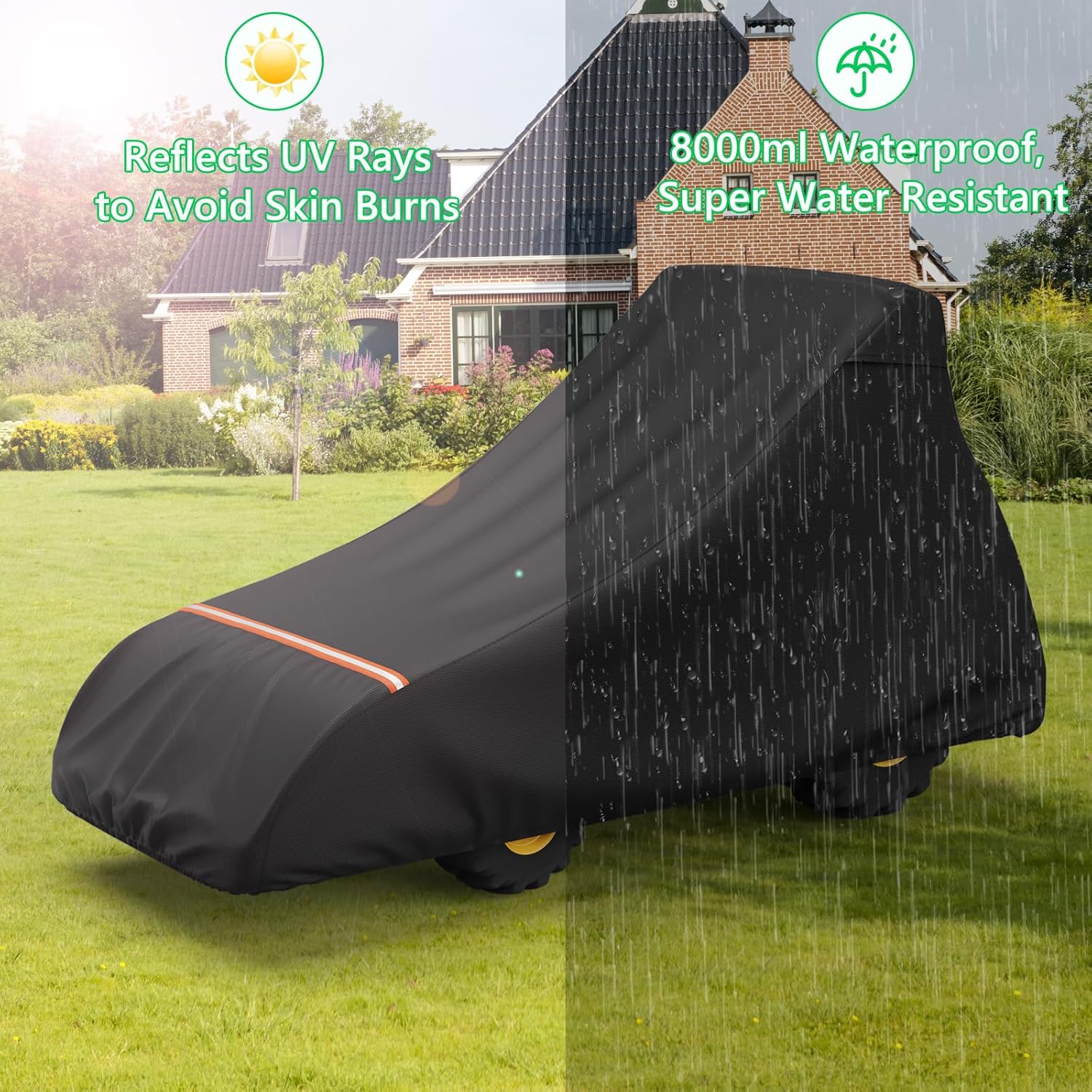 AKEfit Tractor Cover,Tractor Covers Waterproof Heavy Duty,420D Oxford Waterproof, Dustproof, UV Protection Universal Tractor Cover With reflective strip,149.2''Lx76.3''Wx86.2''H