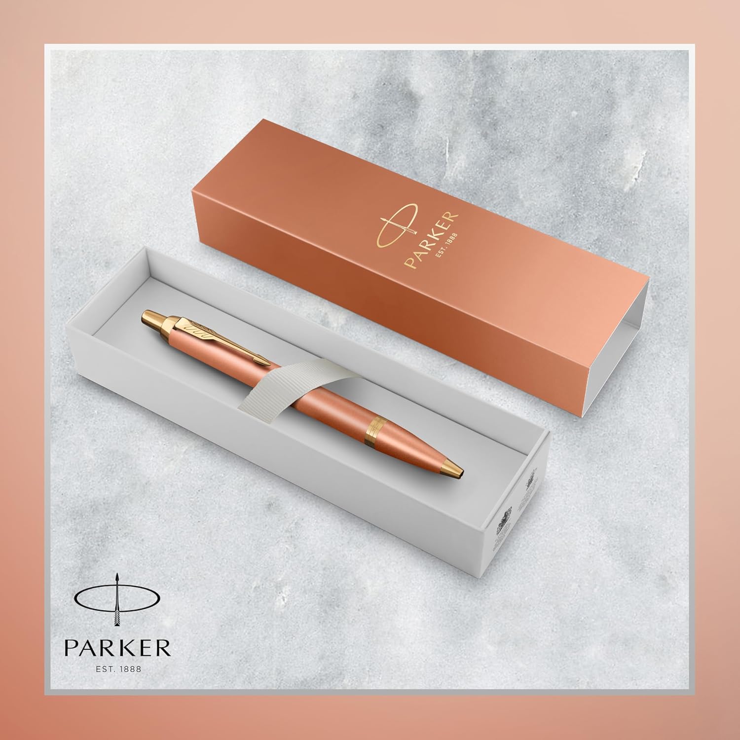 PARKER IM Writing Rituals Ballpoint Pen, Vibrant Orange Case with Colour Gradient and Gold Trims, Medium Tip, Blue Ink, Gift Box