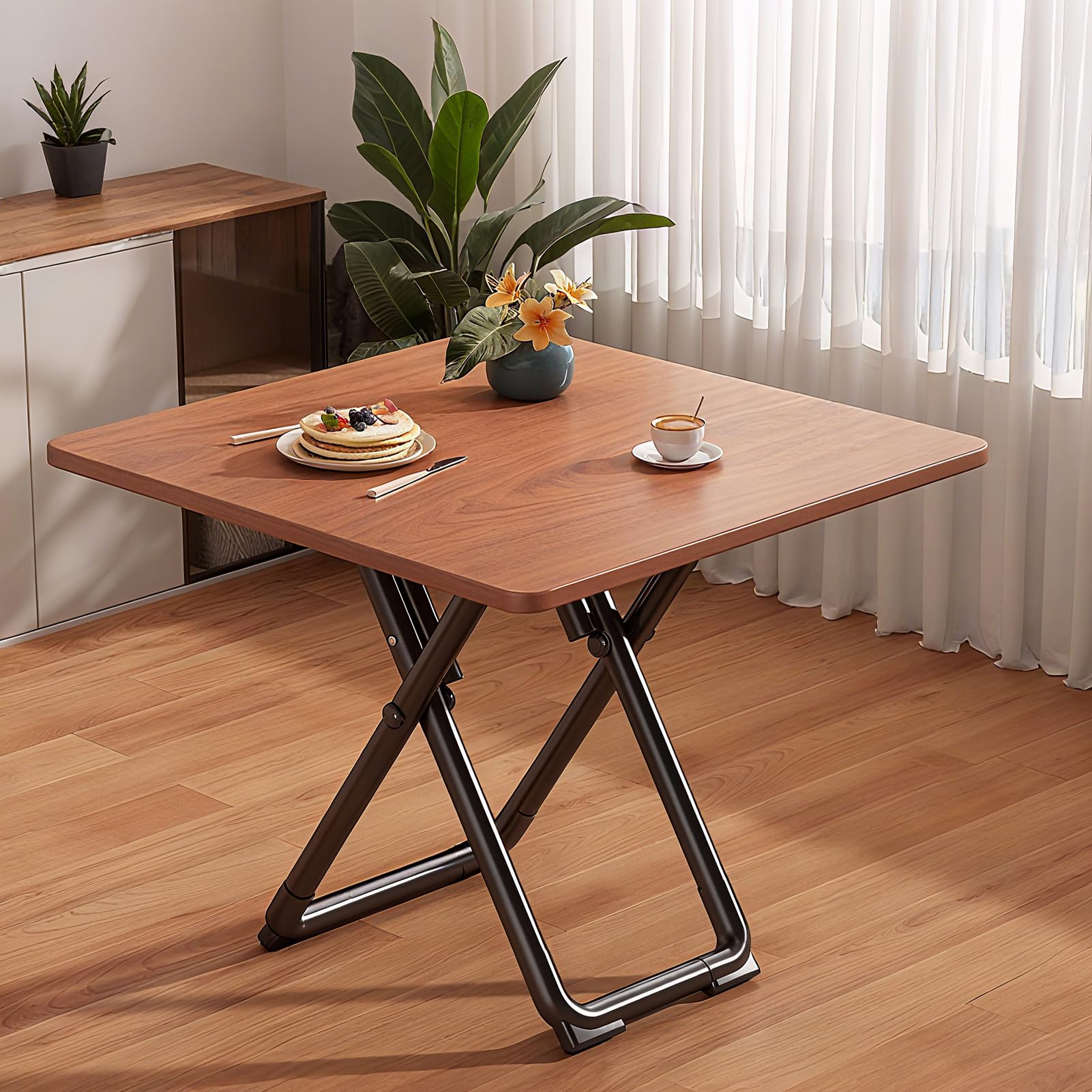 Table de salle à manger extensible marron foncé pour repas de terrasse