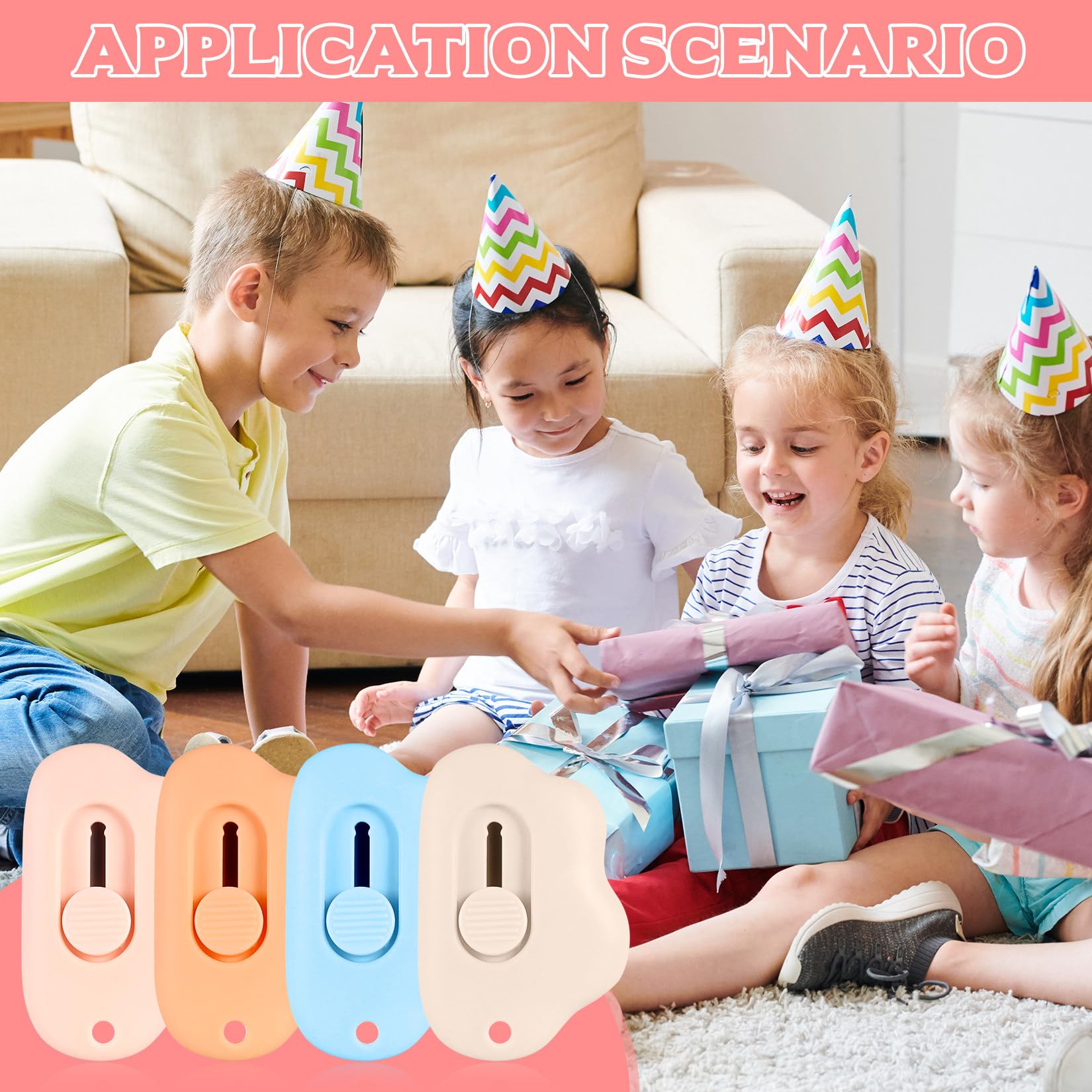 8 PC Mini Taglierino, Taglierino Retrattile, Taglierino per Scatole, Taglierino per Pacchi, Taglierino Portatile per Cartone, Cutter Multiuso per Carta, Cartone, Scatole, Bust e Imballaggi (4 Colori