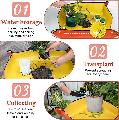 Miniatura 3 de 2 alfombrillas de trasplante para trasplante de plantas, tapete de jardinería de 39 pulgadas y tapete naranja para macetas de 26 pulgadas para