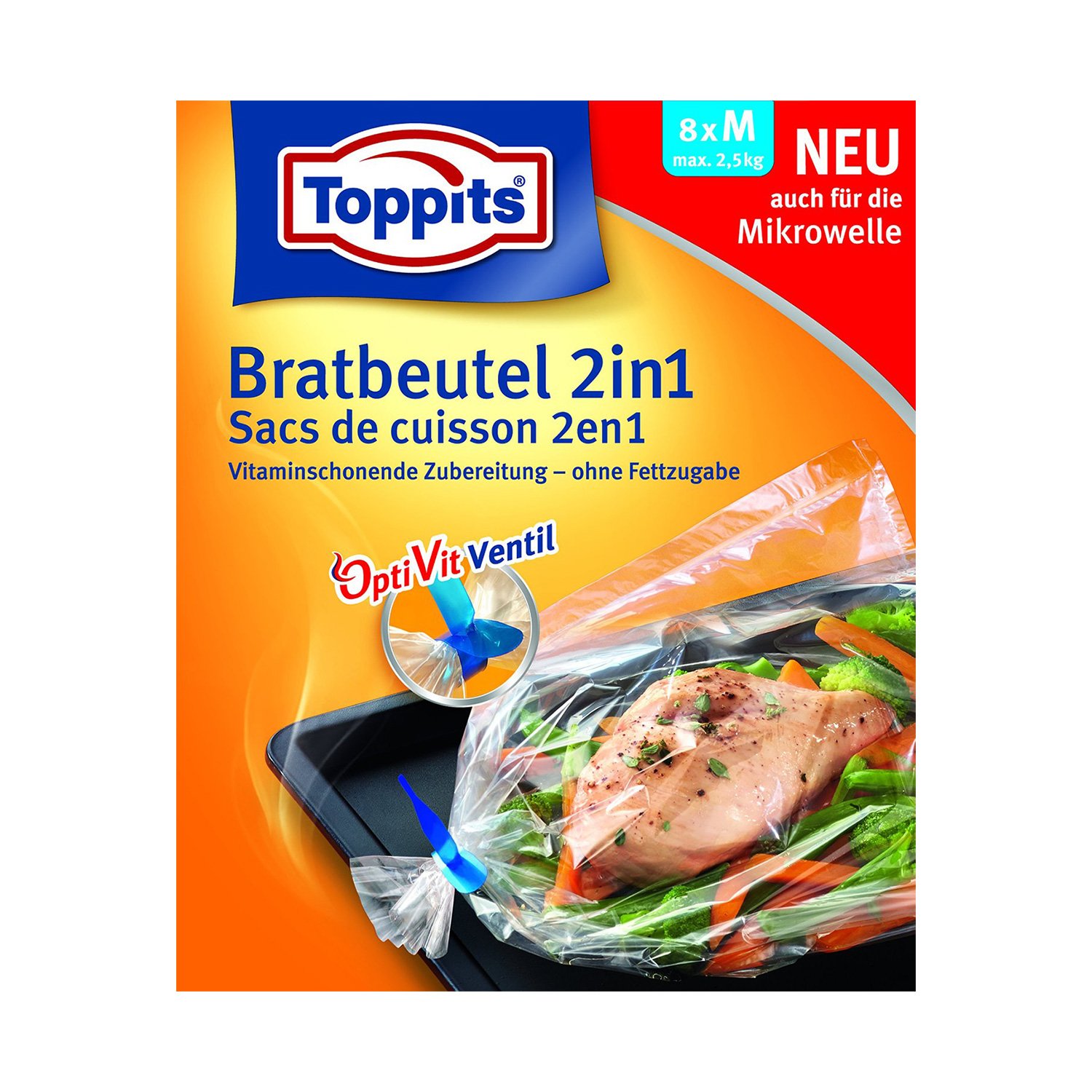 Toppits Roasting Bags 2 in 1 Medium (25 x 38 cm) 3 Packs of 8 Pack) - Image 2