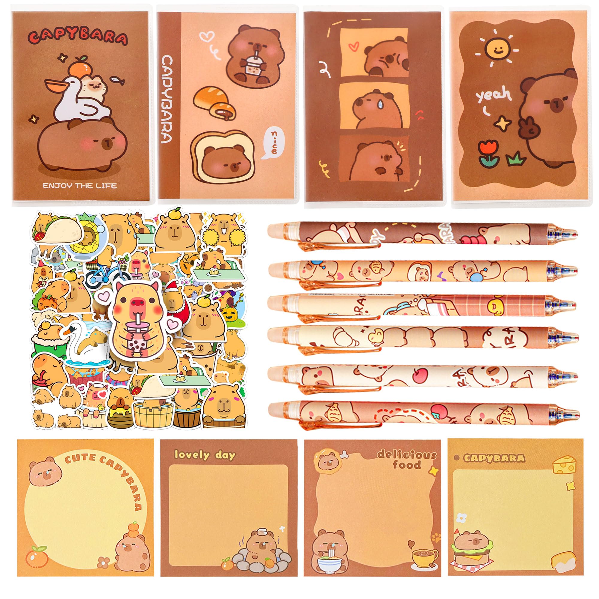 BACH AND BOOZY Capybara Party Favors Mini Notepads Pens Gift Tags Sticker for Capybara Birthday Party Supplies Capybara Stationery Party Favors