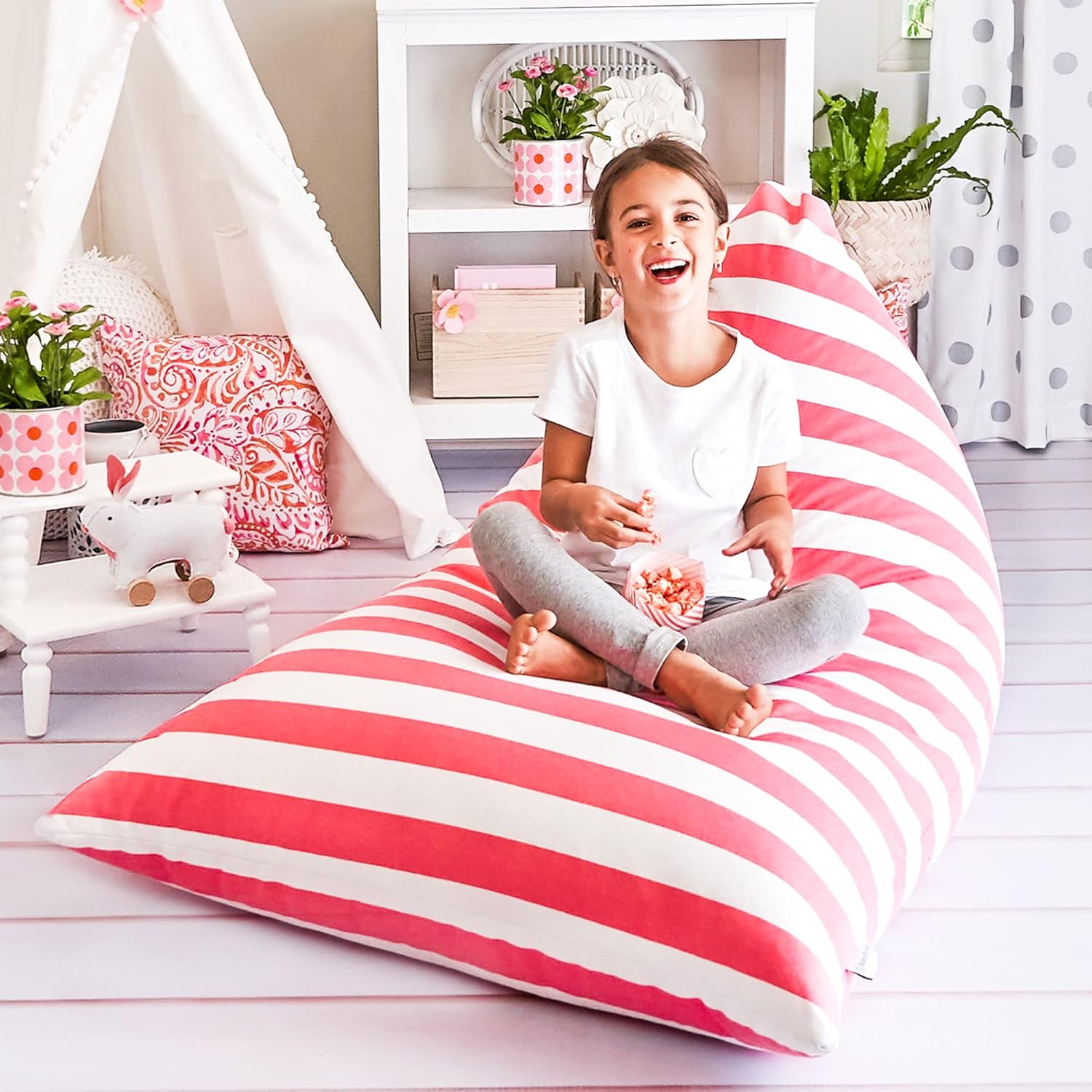 Butterfly Craze Bean Bag Chair Cover, Functional Toddler Toy Organizer