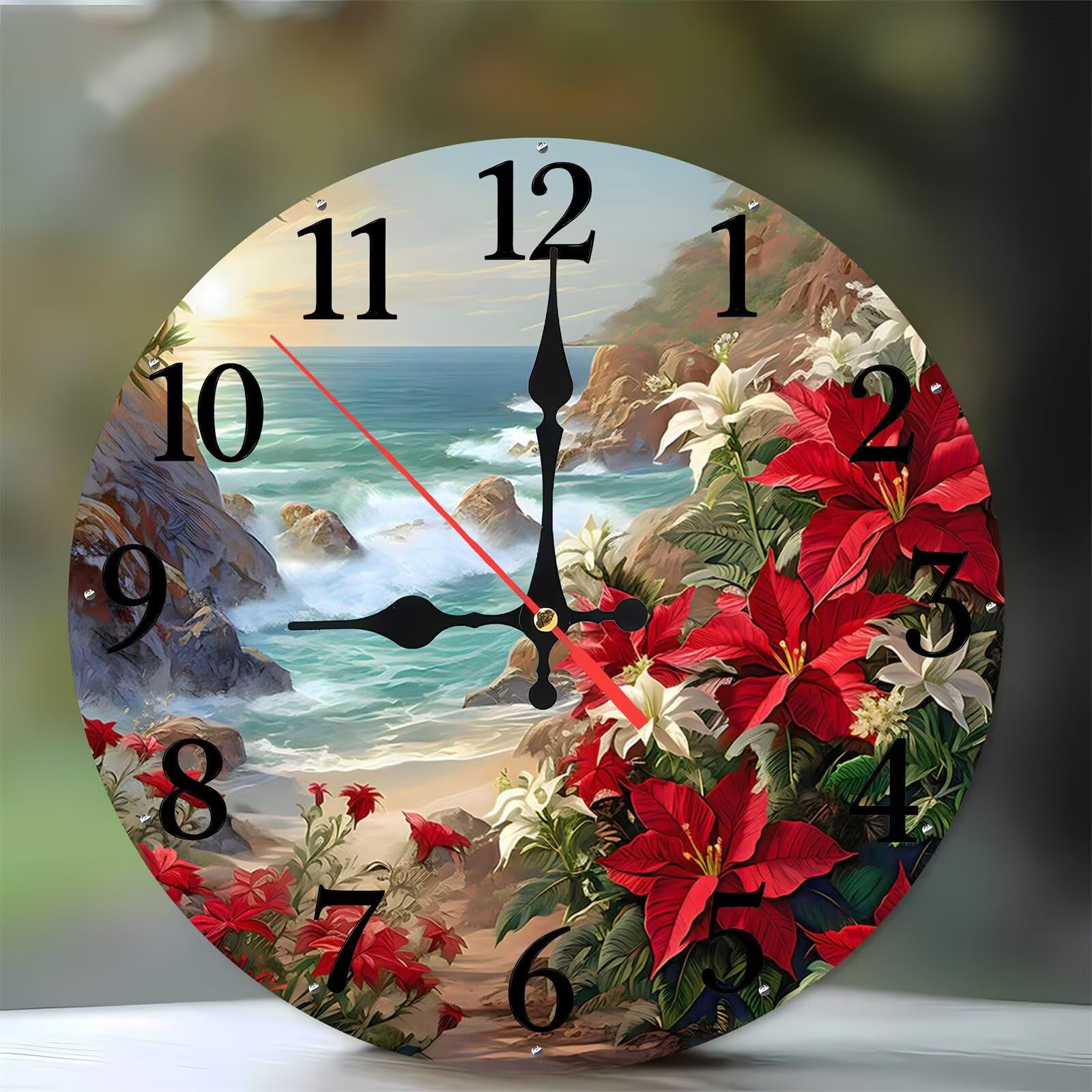 Horloge murale cuisine et salon bois 35 cm silencieuse moderne
