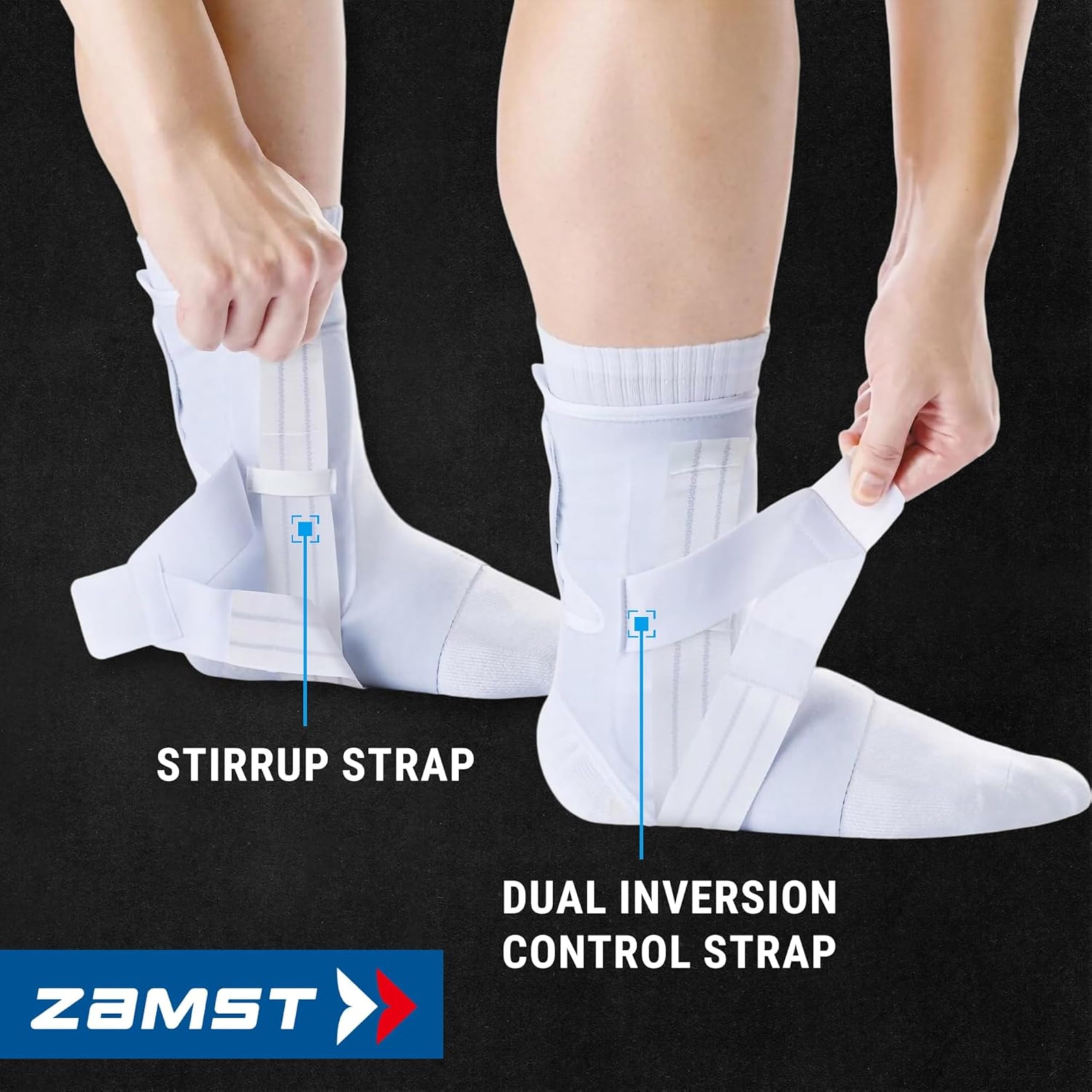 Zamst A1 Knöchelbandage für Sport – atmungsaktive Sport-Knöchelbandage für Damen und Herren mit verstellbaren Drei-Wege-Riemen für moderate seitliche Knöchelverstauchung – rechts, klein