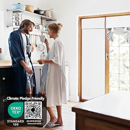 Miniatura 64 de Deconovo Cortina opaca de Navidad para puertas de vidrio y luces laterales, panel de privacidad con aislamiento térmico con doble bolsillo para