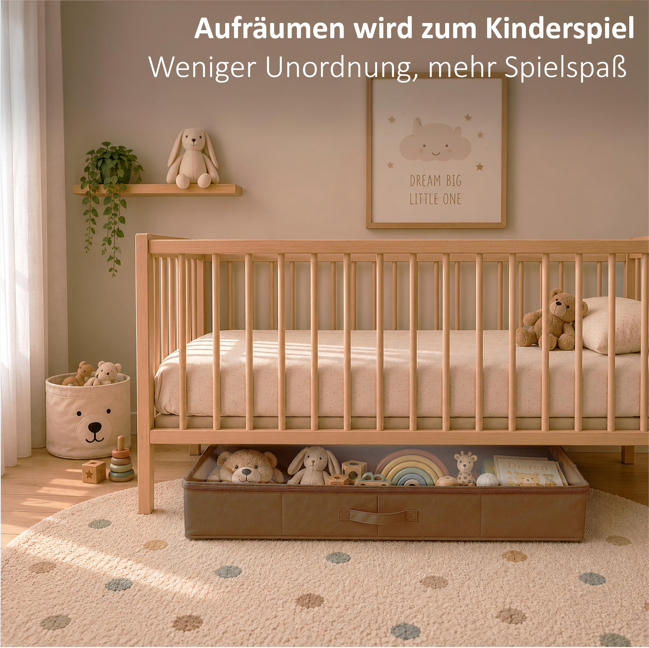 Unterbett Aufbewahrung 2er Set - Braun - 100 x 60 x 15 cm - Aufbewahrungsbox mit Deckel - Bettwäsche, Kleidung & Decken - Unterbett Aufbewahrungsbox faltbar - Kleiderschrank Organizer